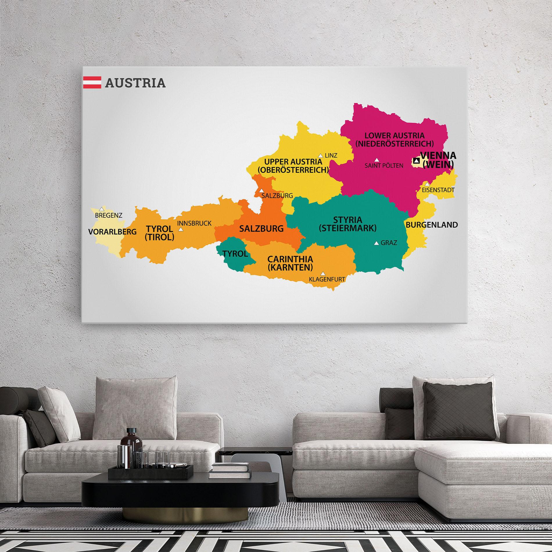 Tablou Canvas Austria Color Map mockup 2