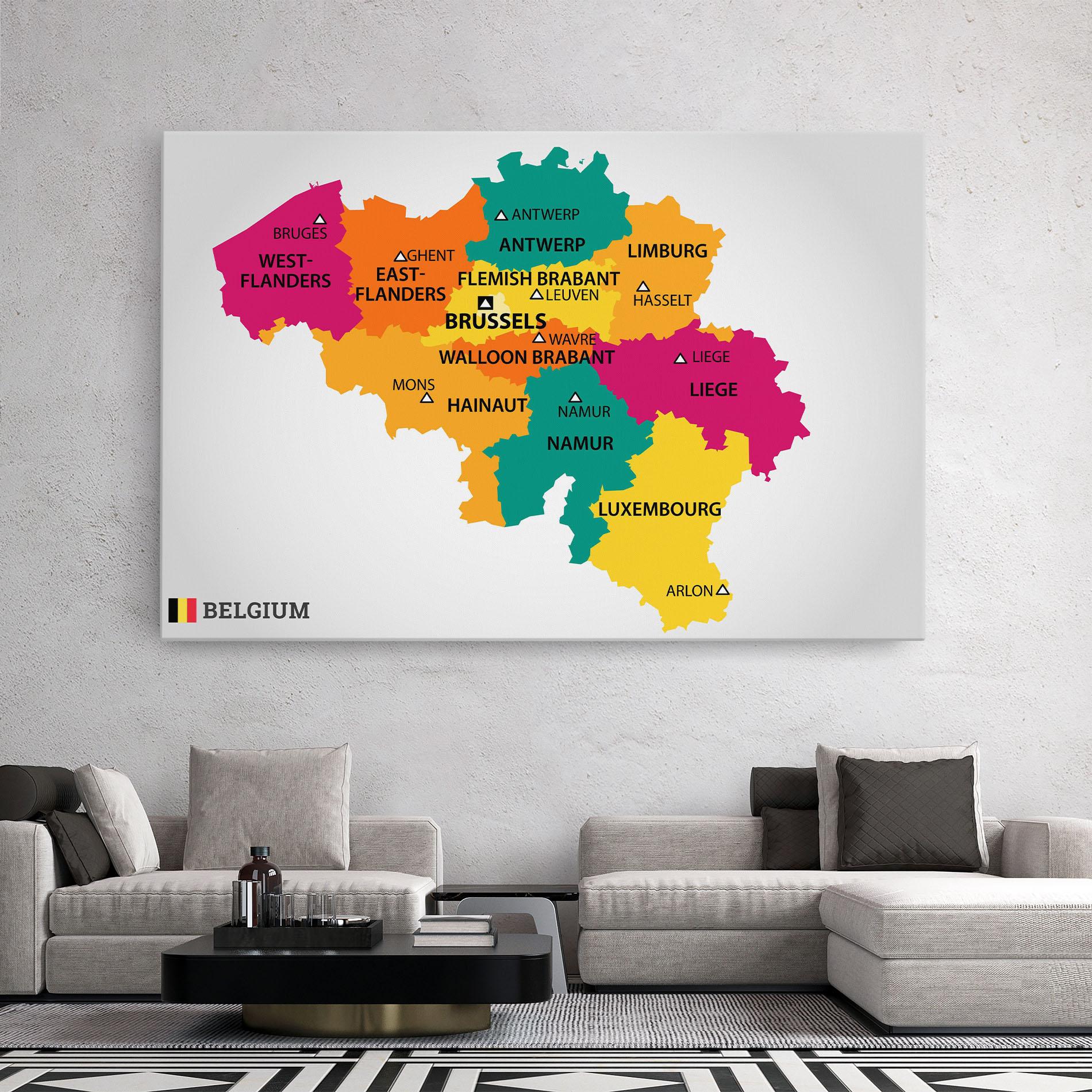 Tablou Canvas Belgium Color Map mockup 2