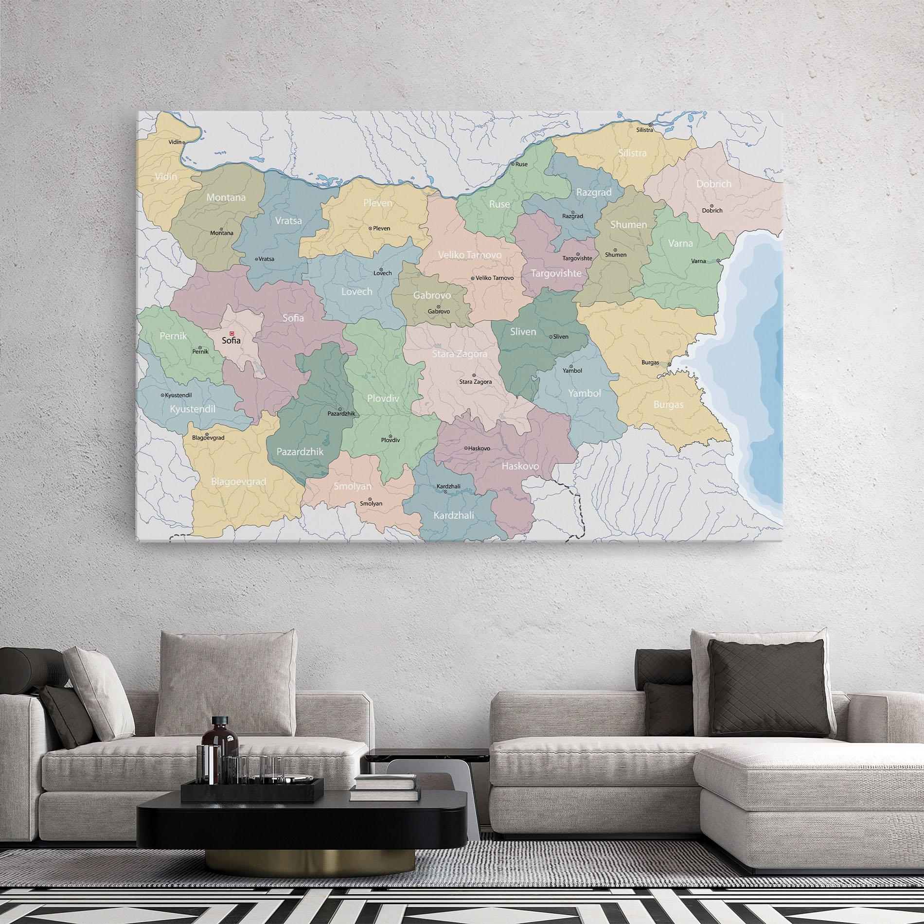 Tablou Canvas Bulgaria Map mockup 2