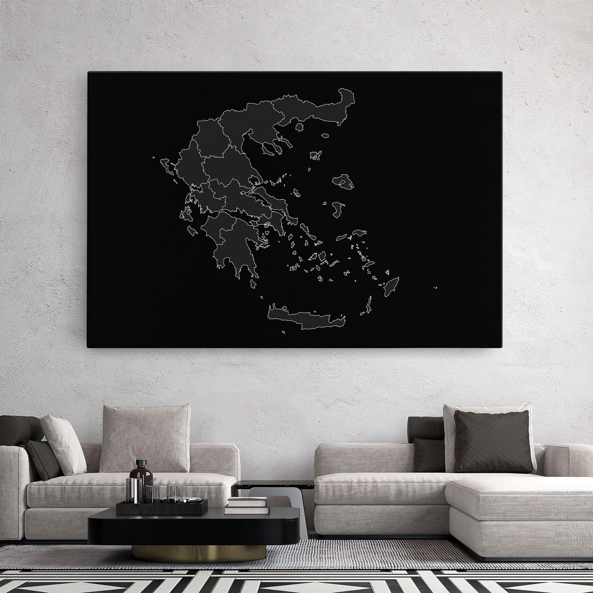 Tablou Canvas Greece Grey Map mockup 2