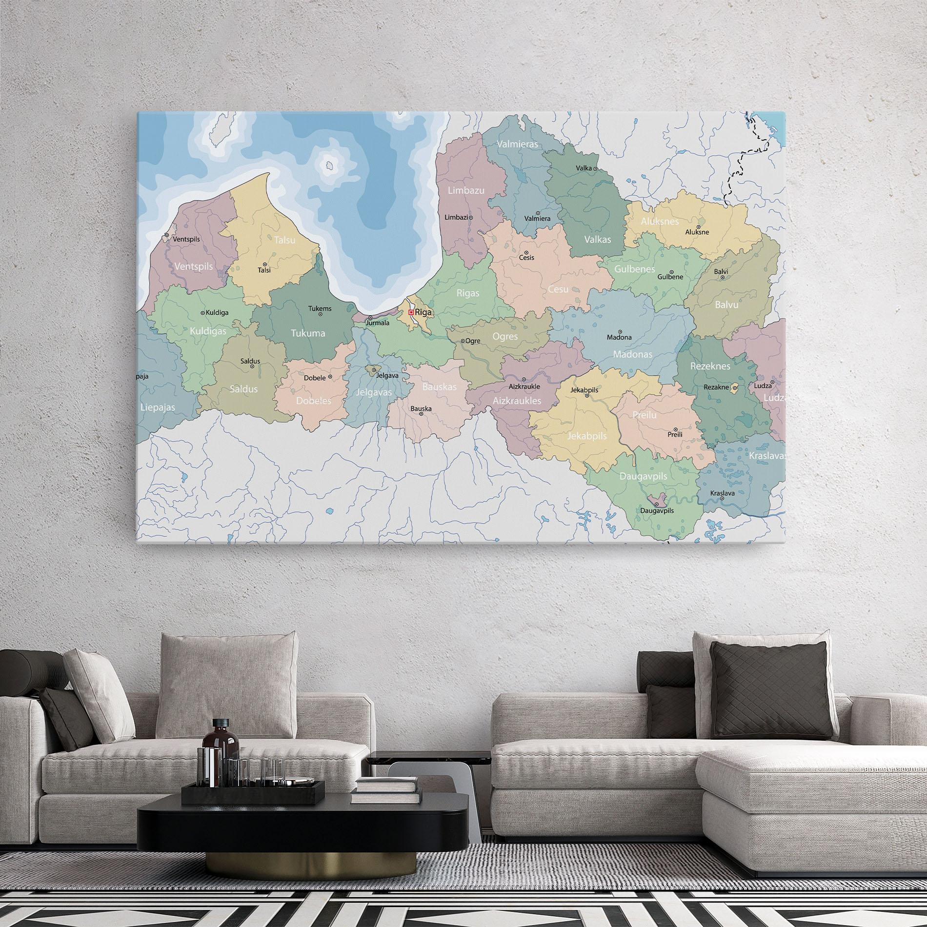 Tablou Canvas Latvia Color Map mockup 2