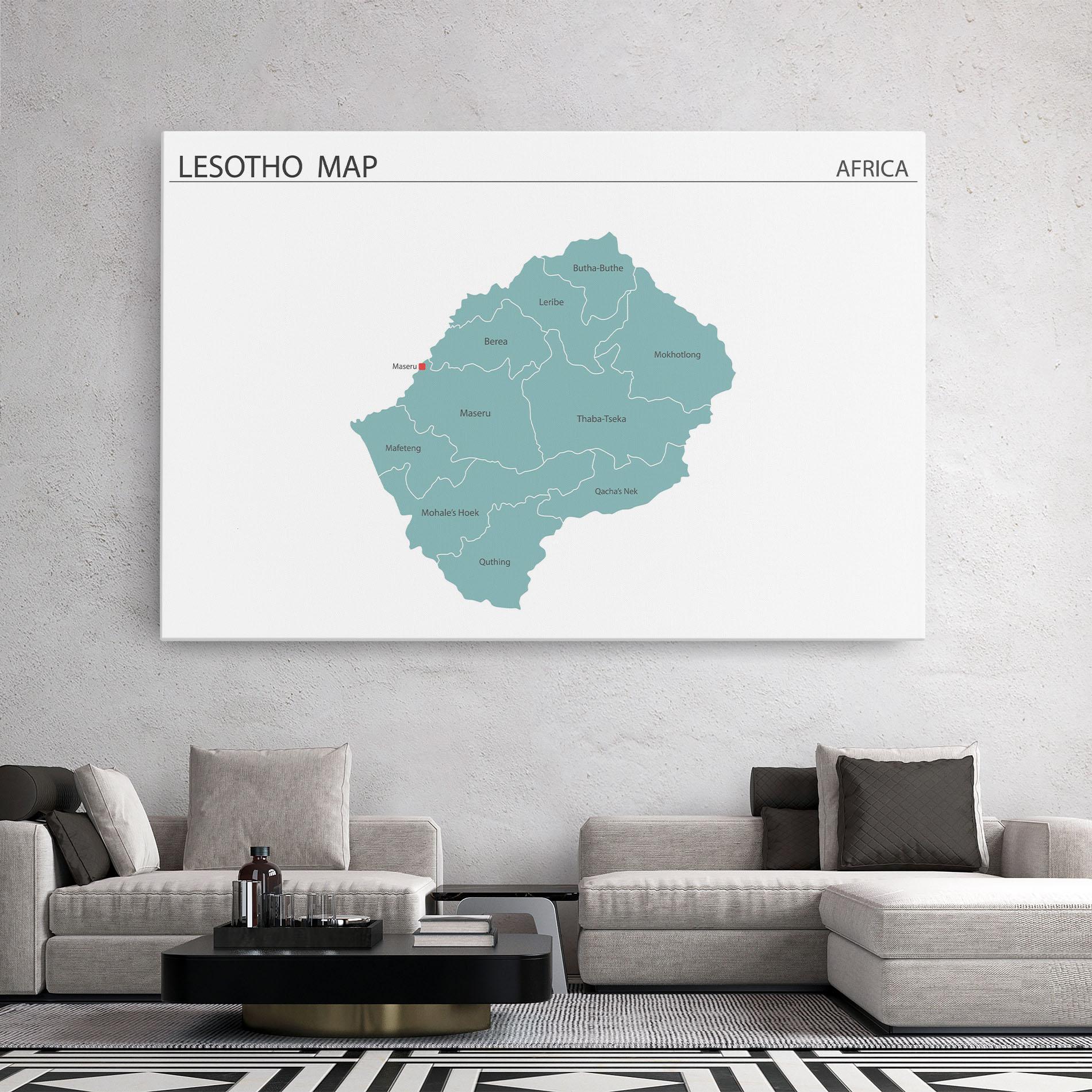 Tablou Canvas Lesotho Map mockup 2