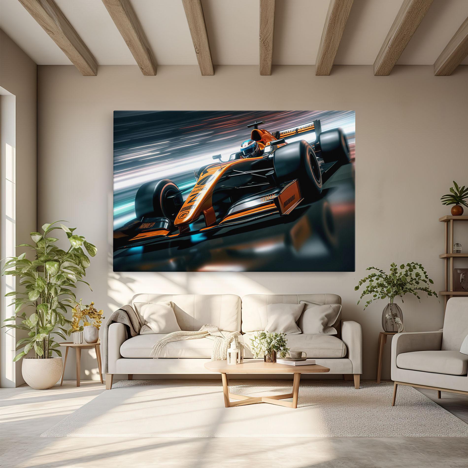 Tablou Canvas Orange F1 Car mockup 6