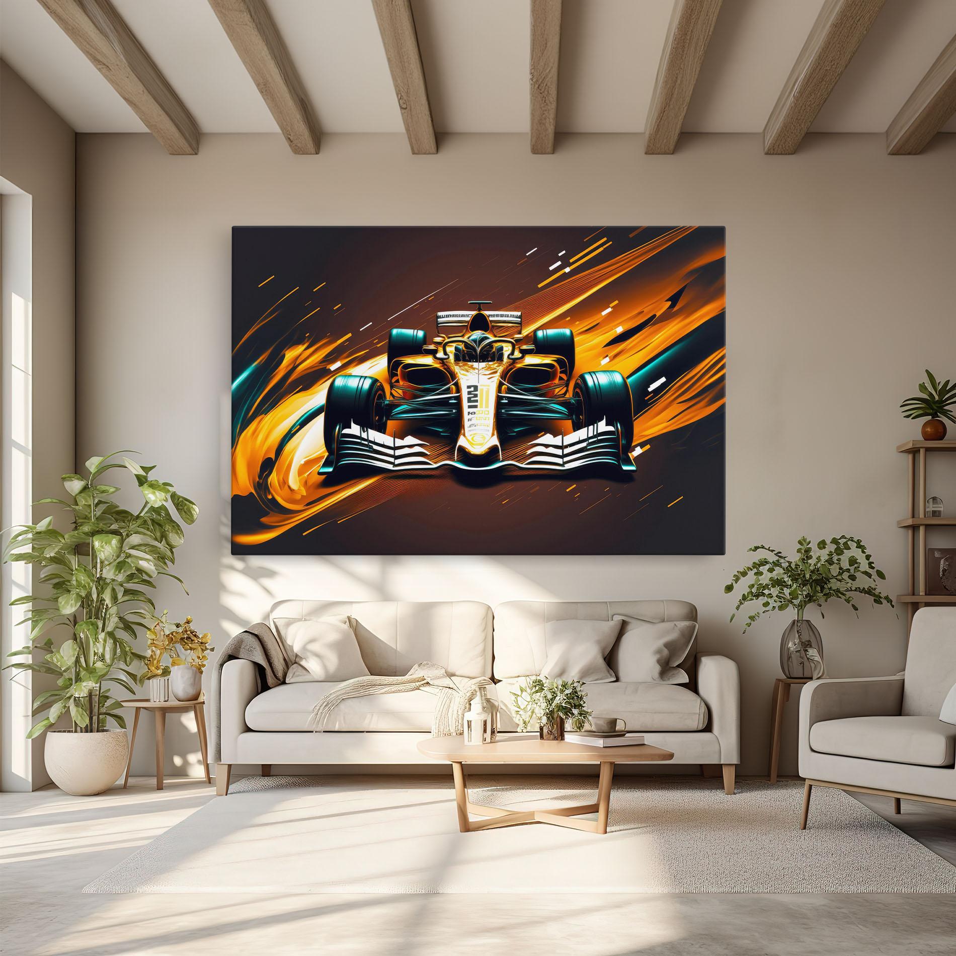 Tablou Canvas Orange Racing Car mockup 6