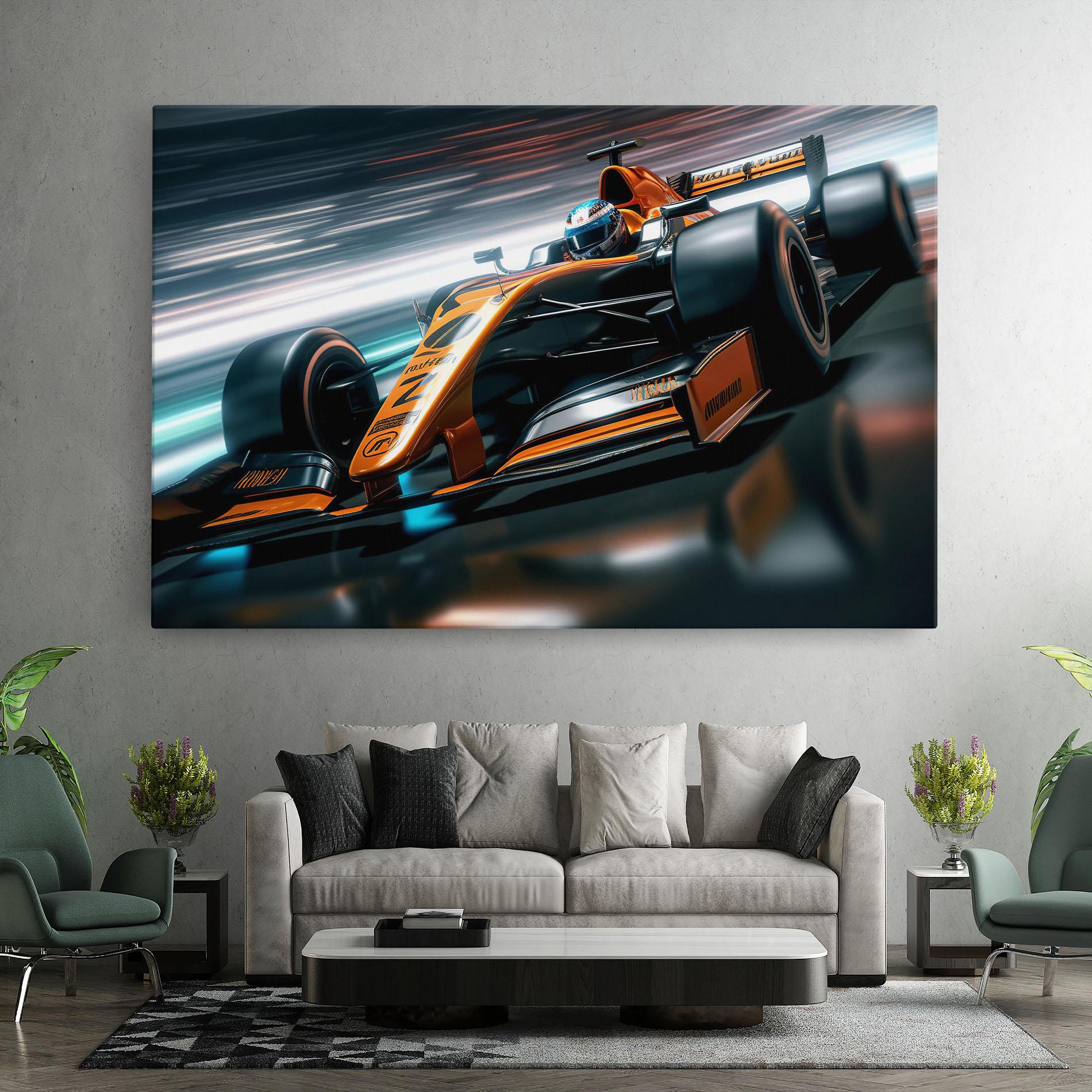 Tablou Canvas Orange F1 Car mockup 7