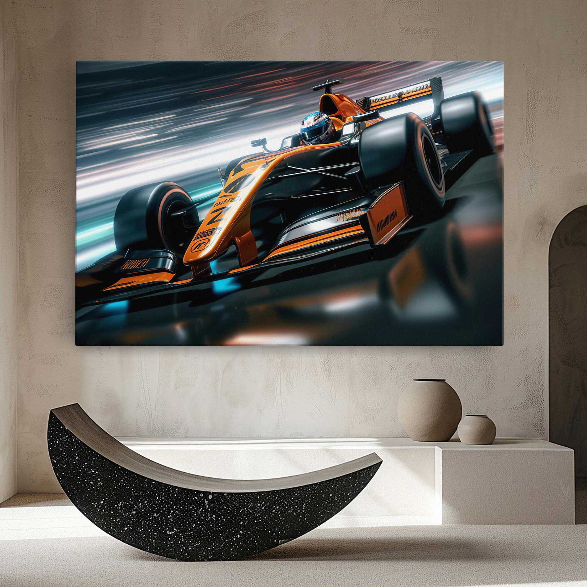 Tablou Canvas Orange F1 Car mockup 8