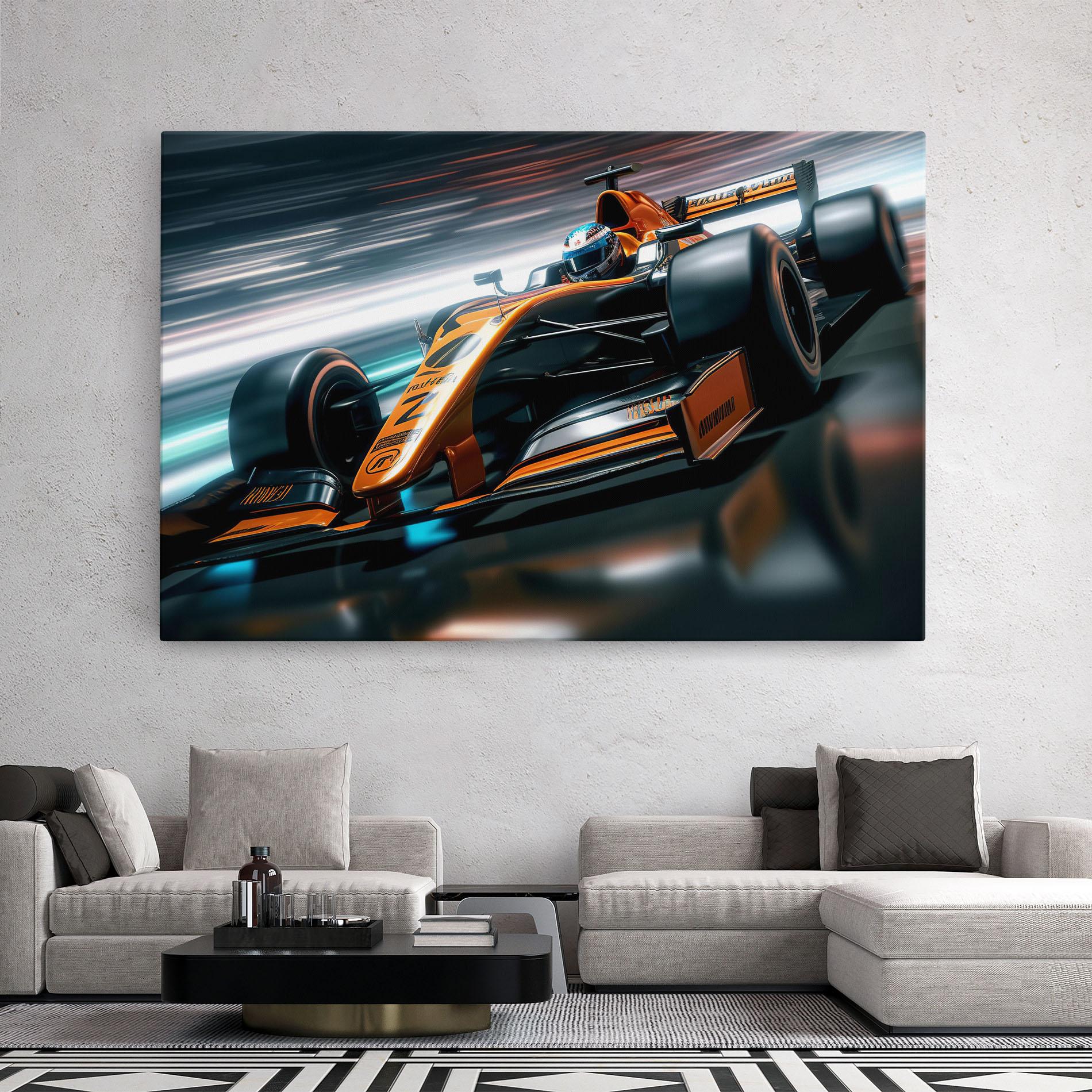 Tablou Canvas Orange F1 Car mockup 2
