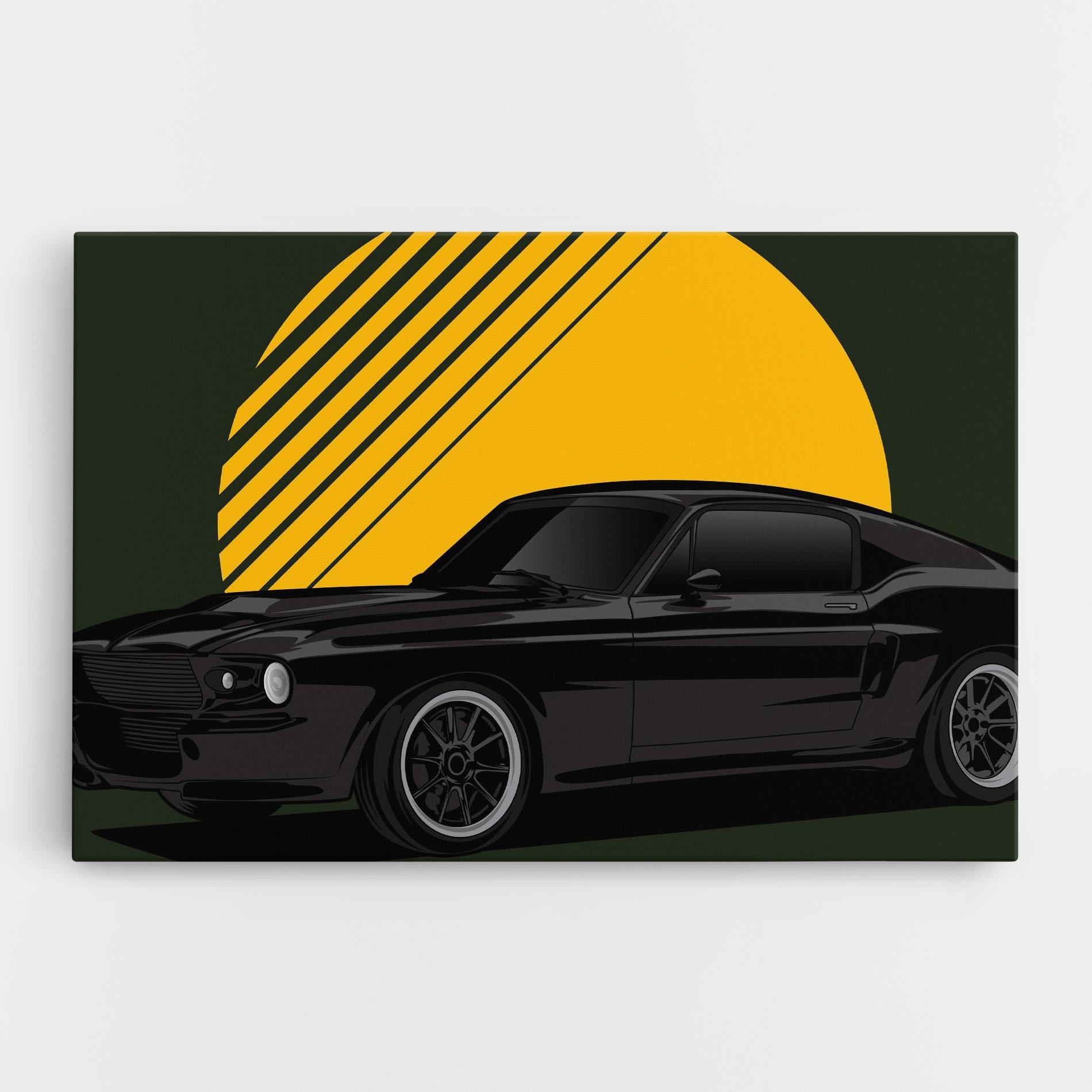 Tablou Canvas Black Car Sun mockup 0