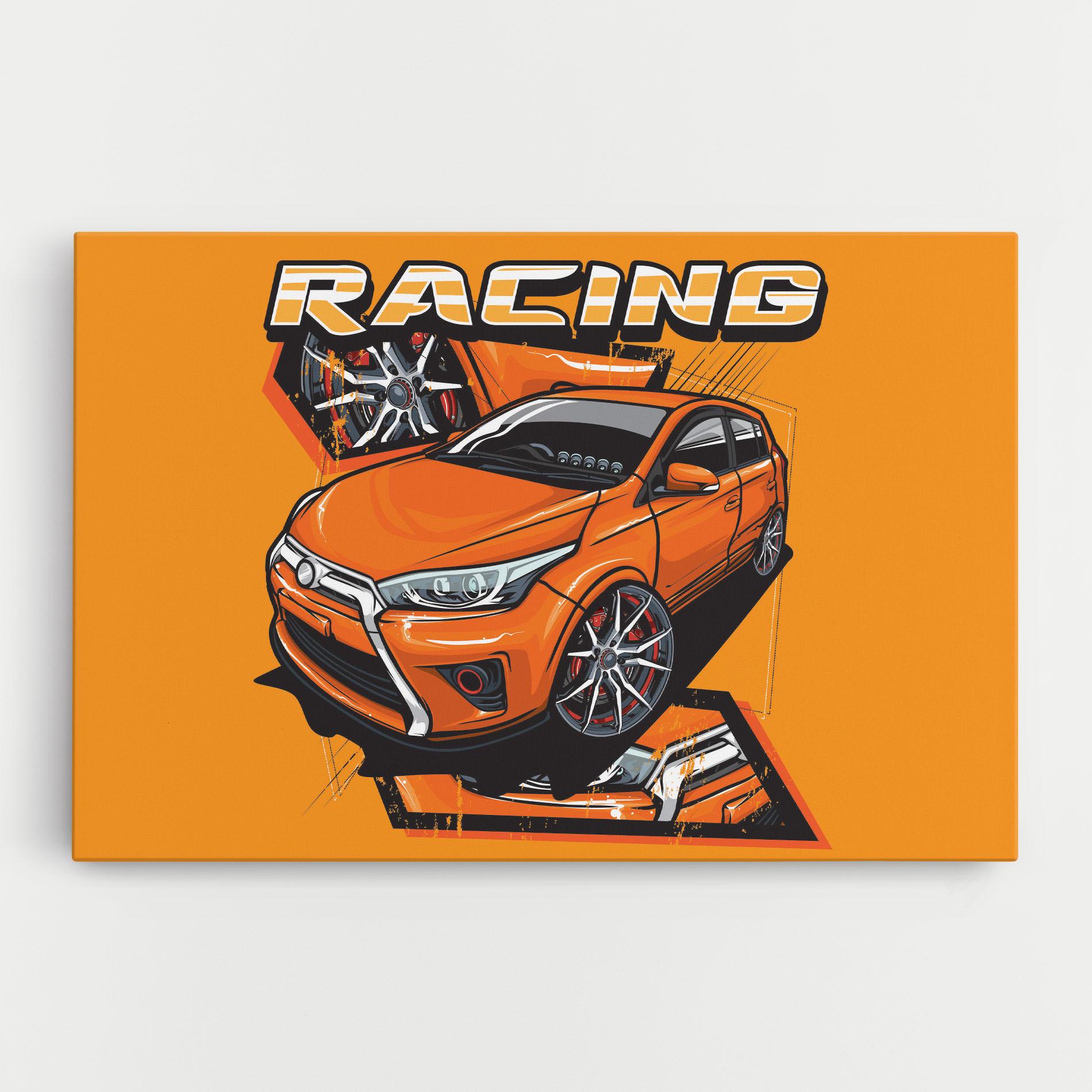 Tablou Canvas Racing Orange Car mockup 0