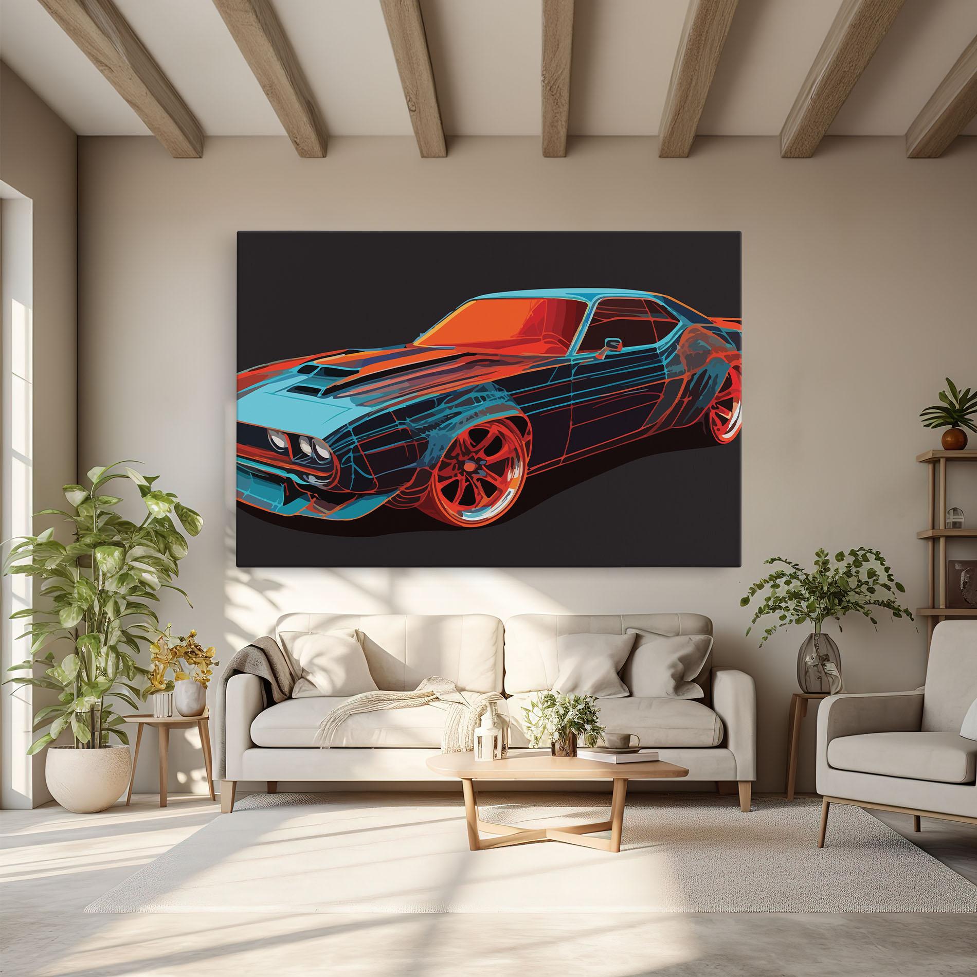 Tablou Canvas Blue Orange Car mockup 6