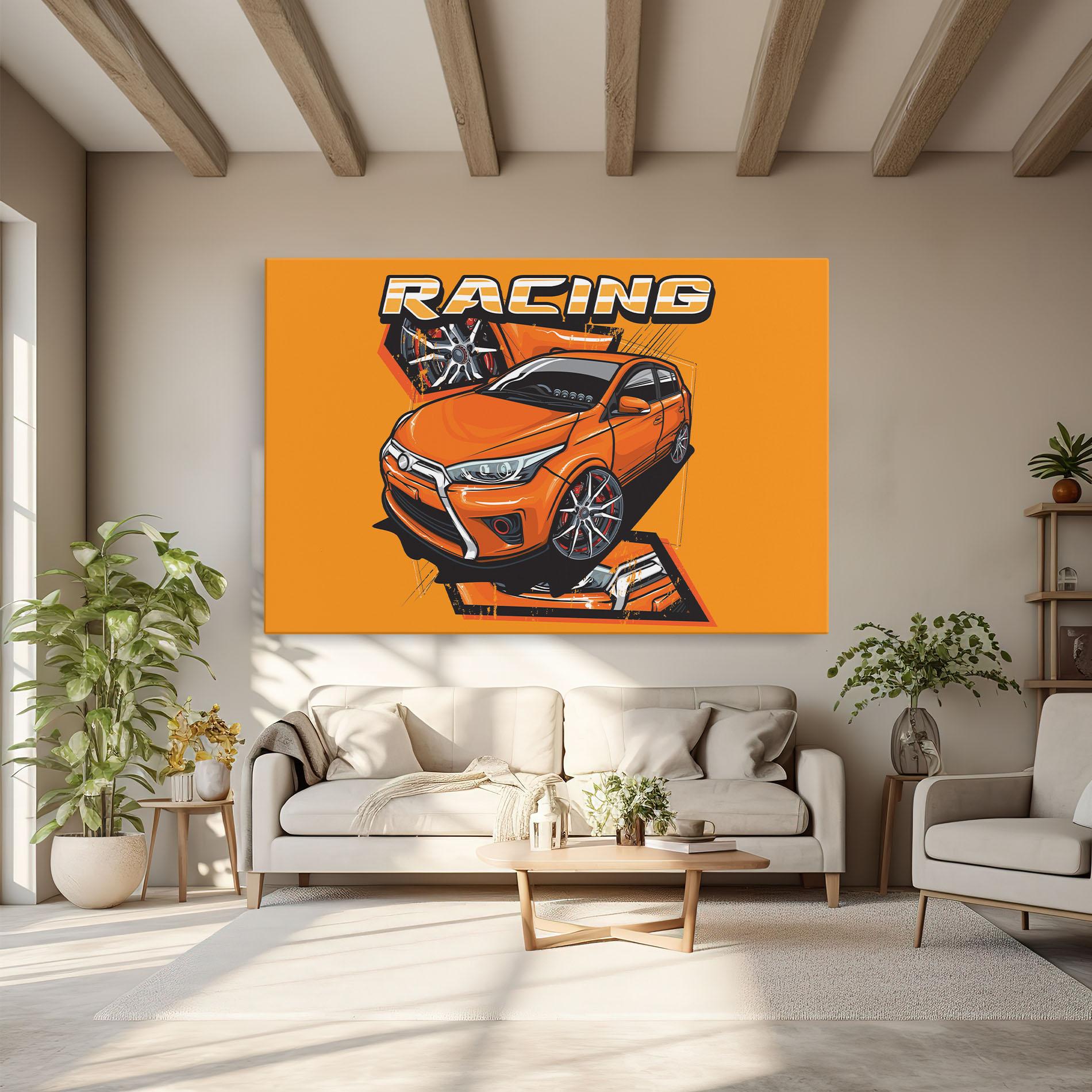 Tablou Canvas Racing Orange Car mockup 6