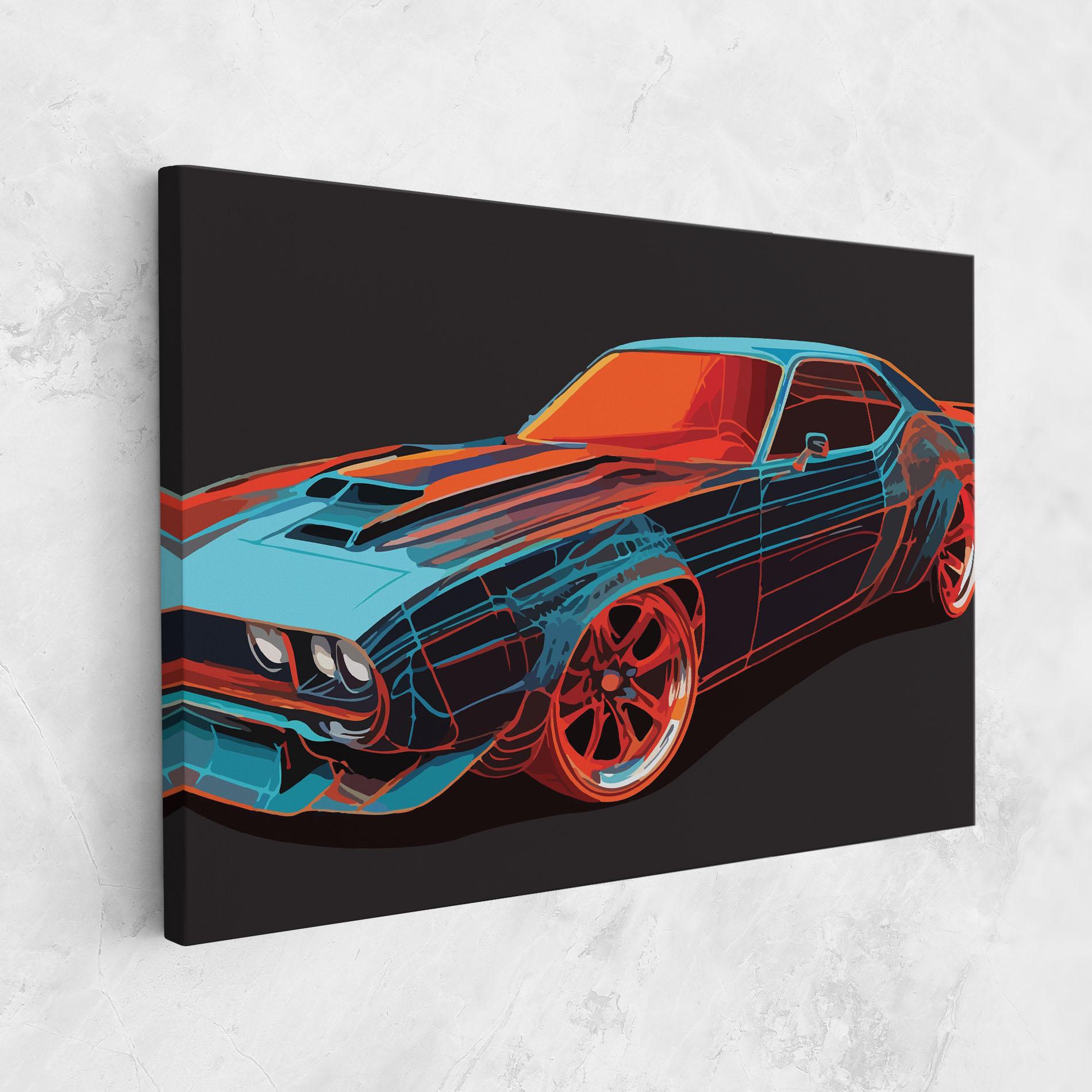 Tablou Canvas Blue Orange Car mockup 1