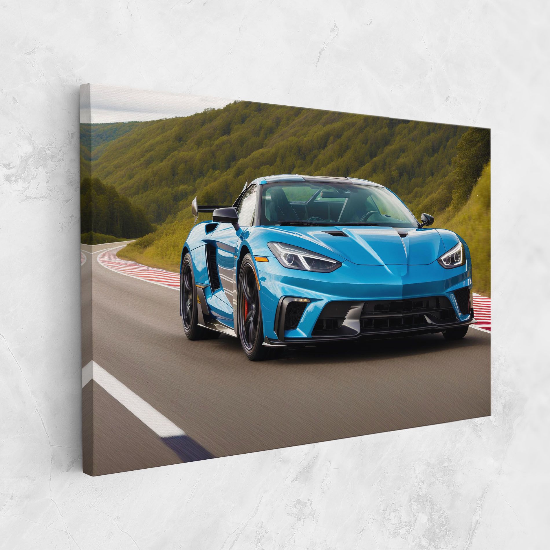 Blue Sport Car mockup 1