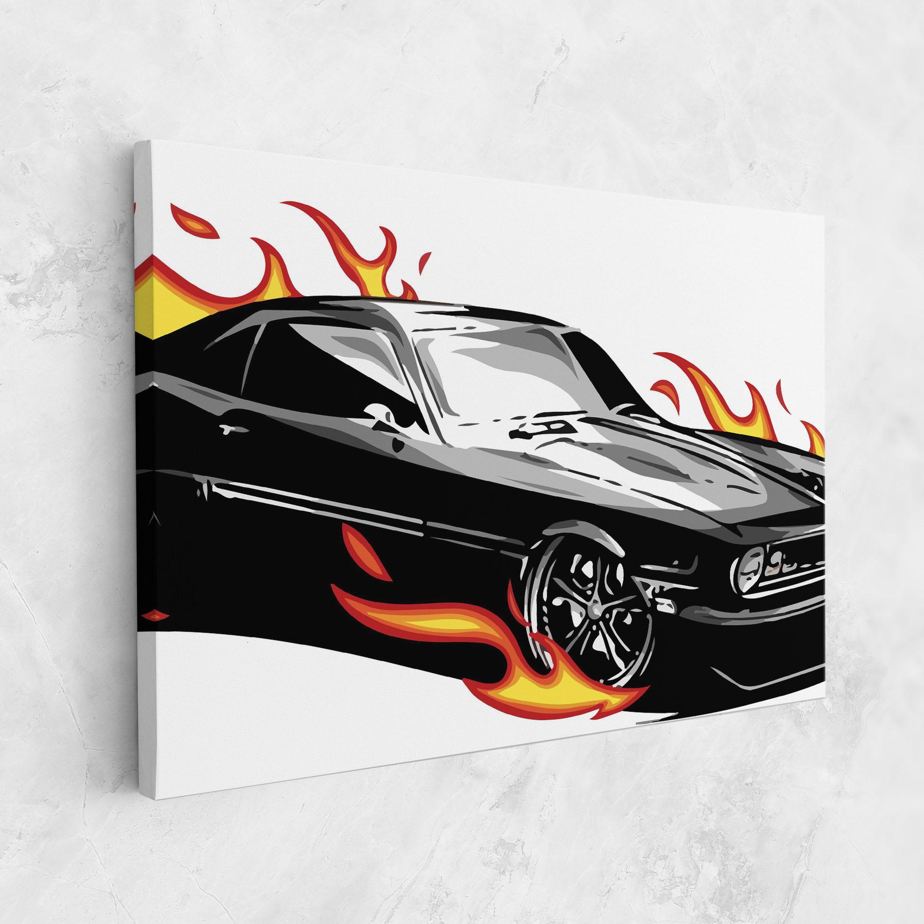 Tablou Canvas Fire Black Car mockup 1