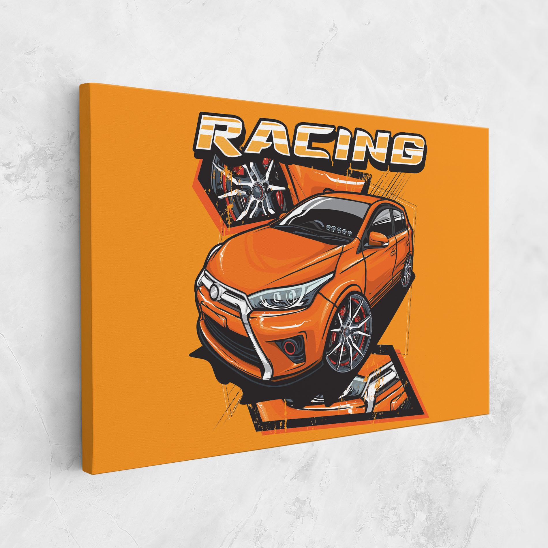 Tablou Canvas Racing Orange Car mockup 1