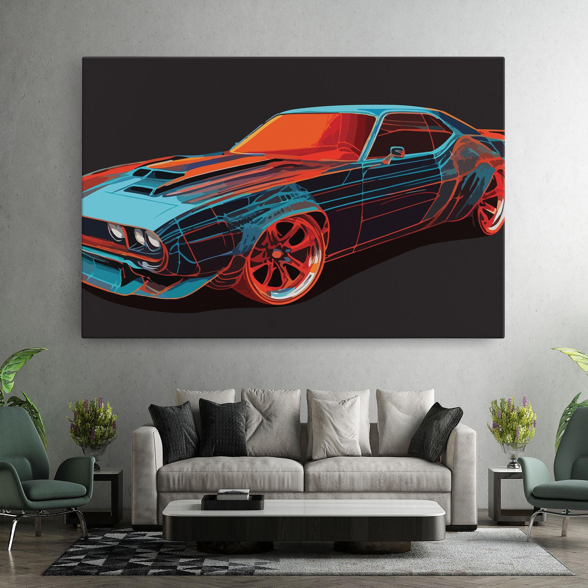 Tablou Canvas Blue Orange Car mockup 7