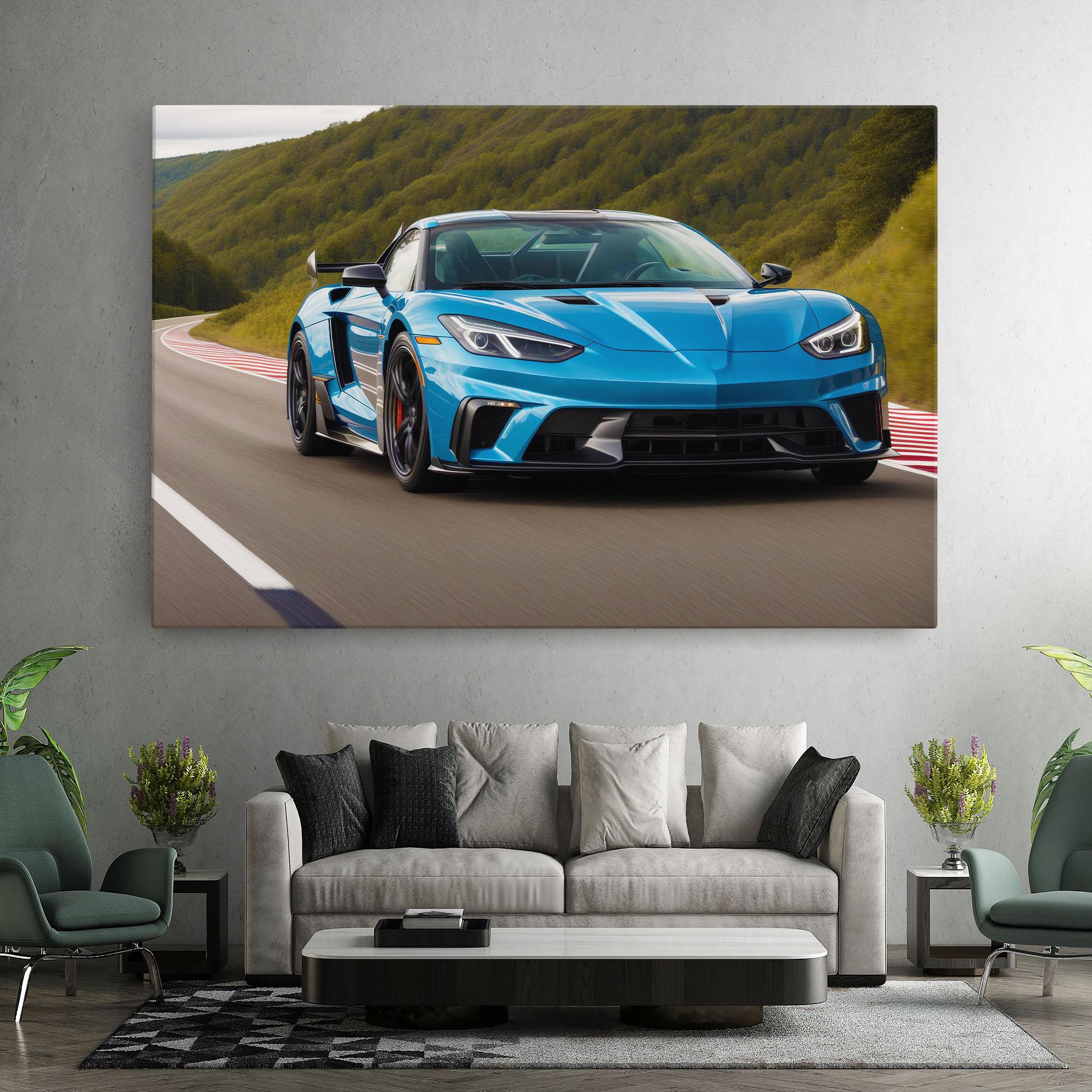 Tablou Canvas Blue Sport Car mockup 7