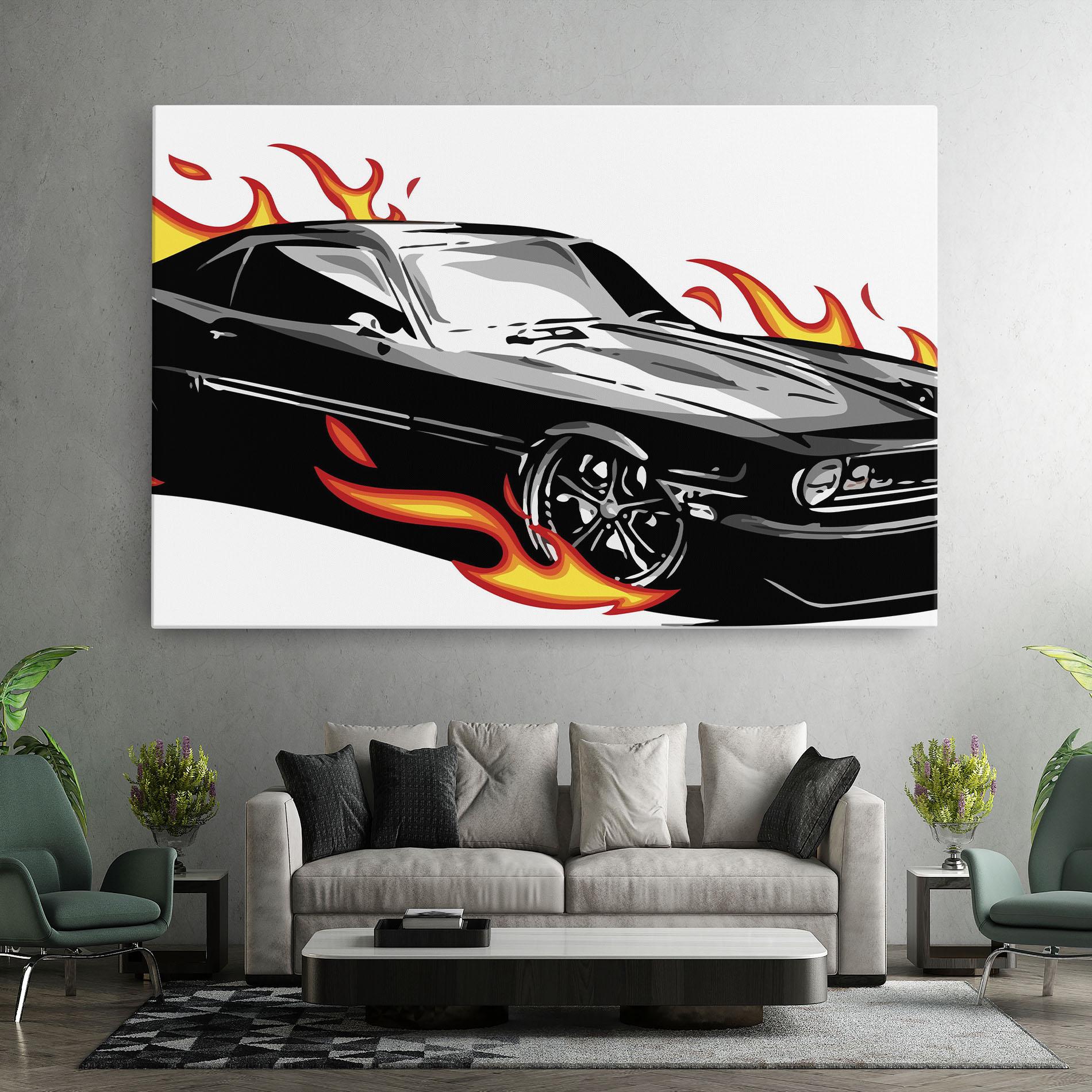 Tablou Canvas Fire Black Car mockup 7