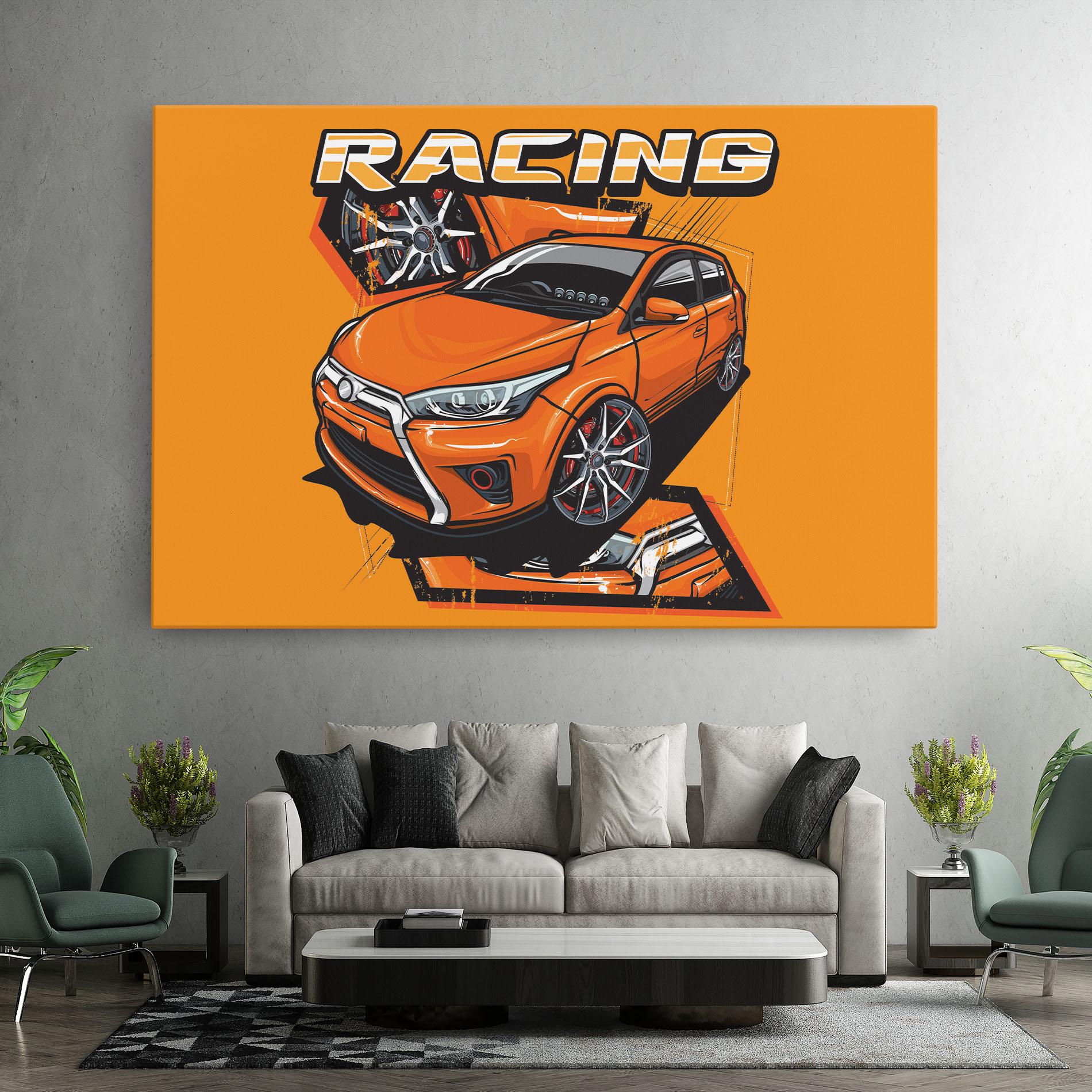 Tablou Canvas Racing Orange Car mockup 7