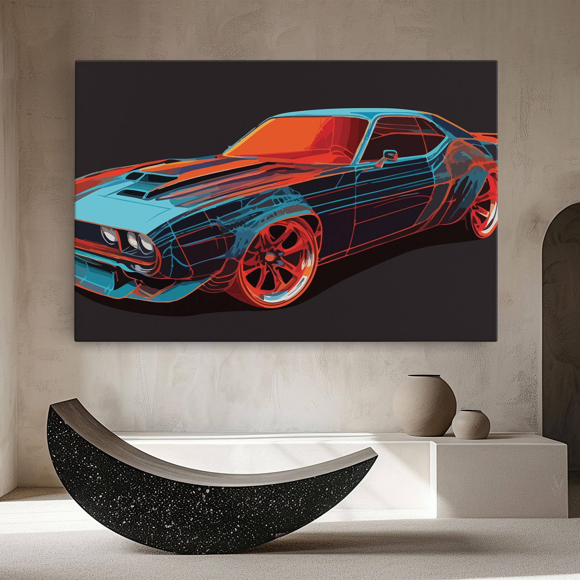 Tablou Canvas Blue Orange Car mockup 8