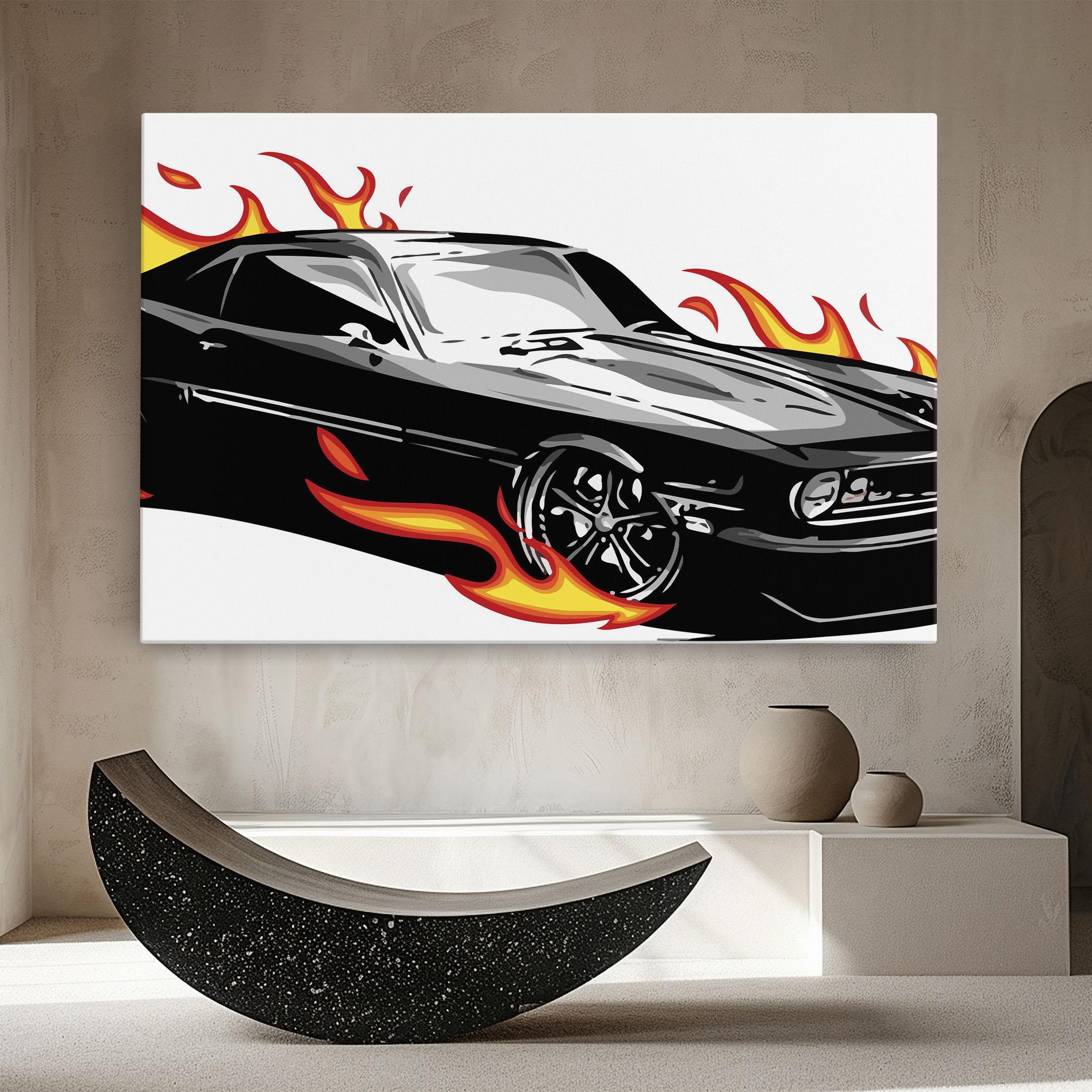 Tablou Canvas Fire Black Car mockup 8