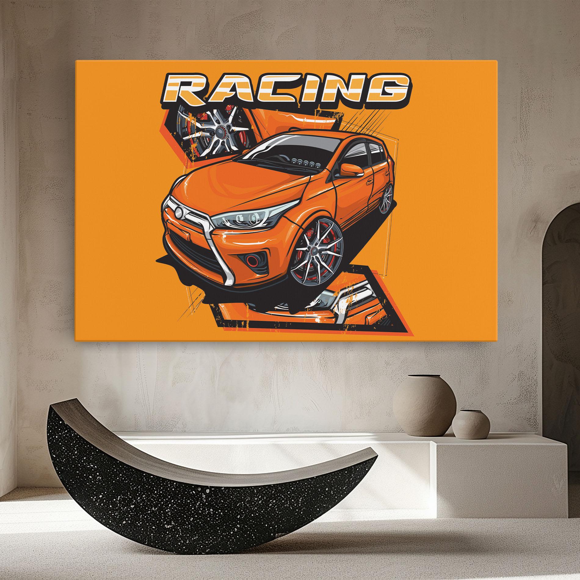 Tablou Canvas Racing Orange Car mockup 8