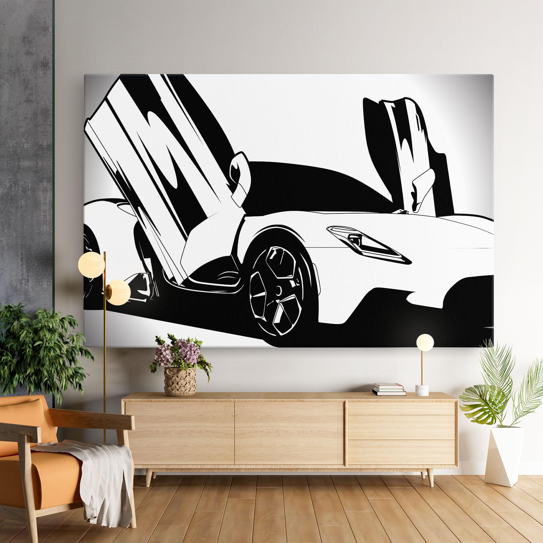 Tablou Canvas Black White Car mockup 9
