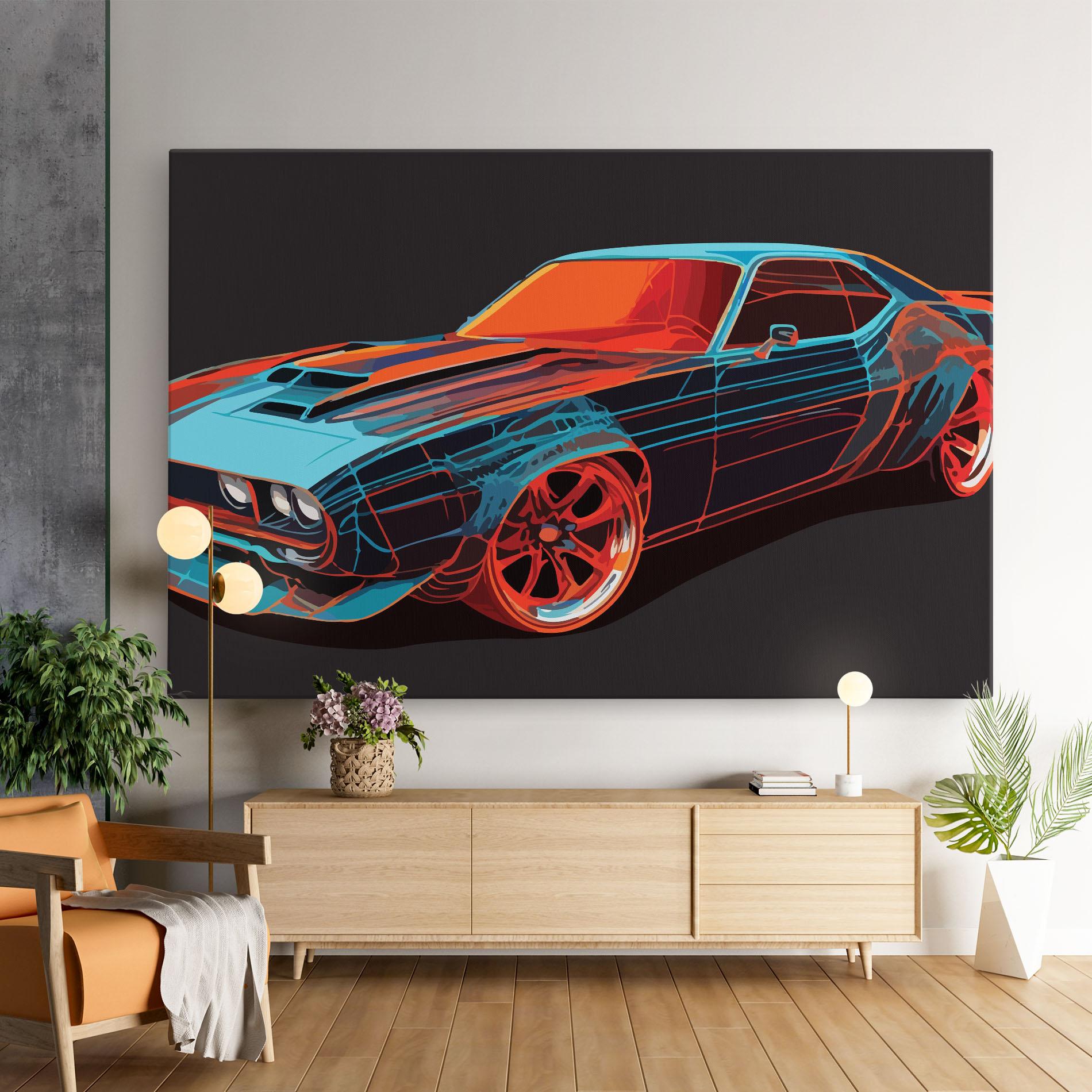 Tablou Canvas Blue Orange Car mockup 9