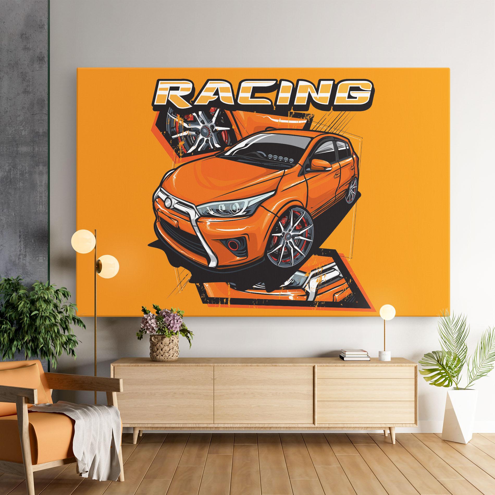 Tablou Canvas Racing Orange Car mockup 9
