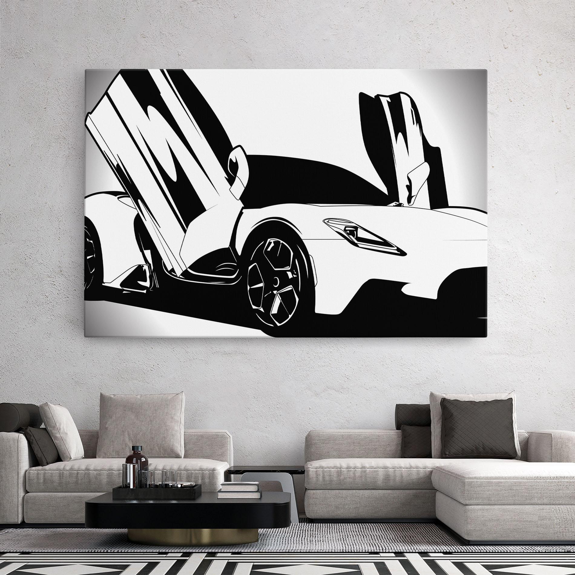 Tablou Canvas Black White Car mockup 2