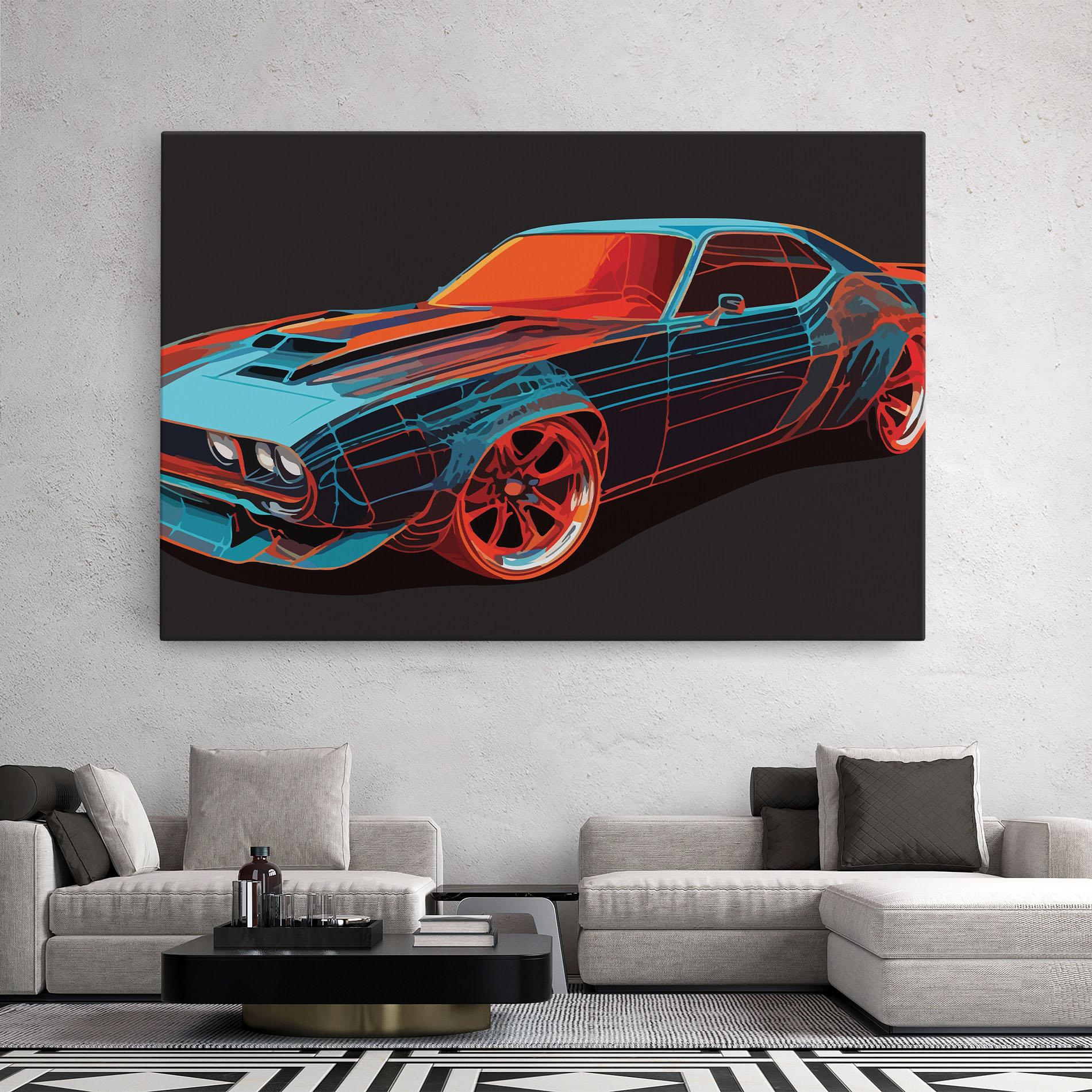 Tablou Canvas Blue Orange Car mockup 2