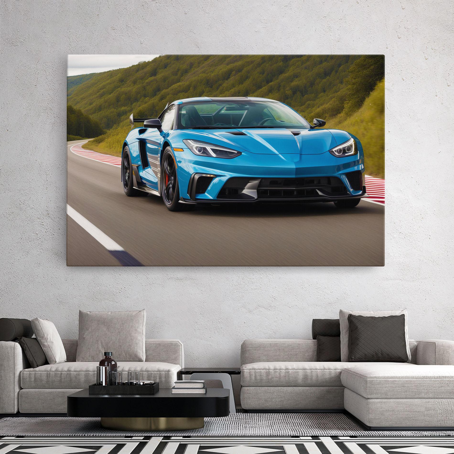 Tablou Canvas Blue Sport Car mockup 2