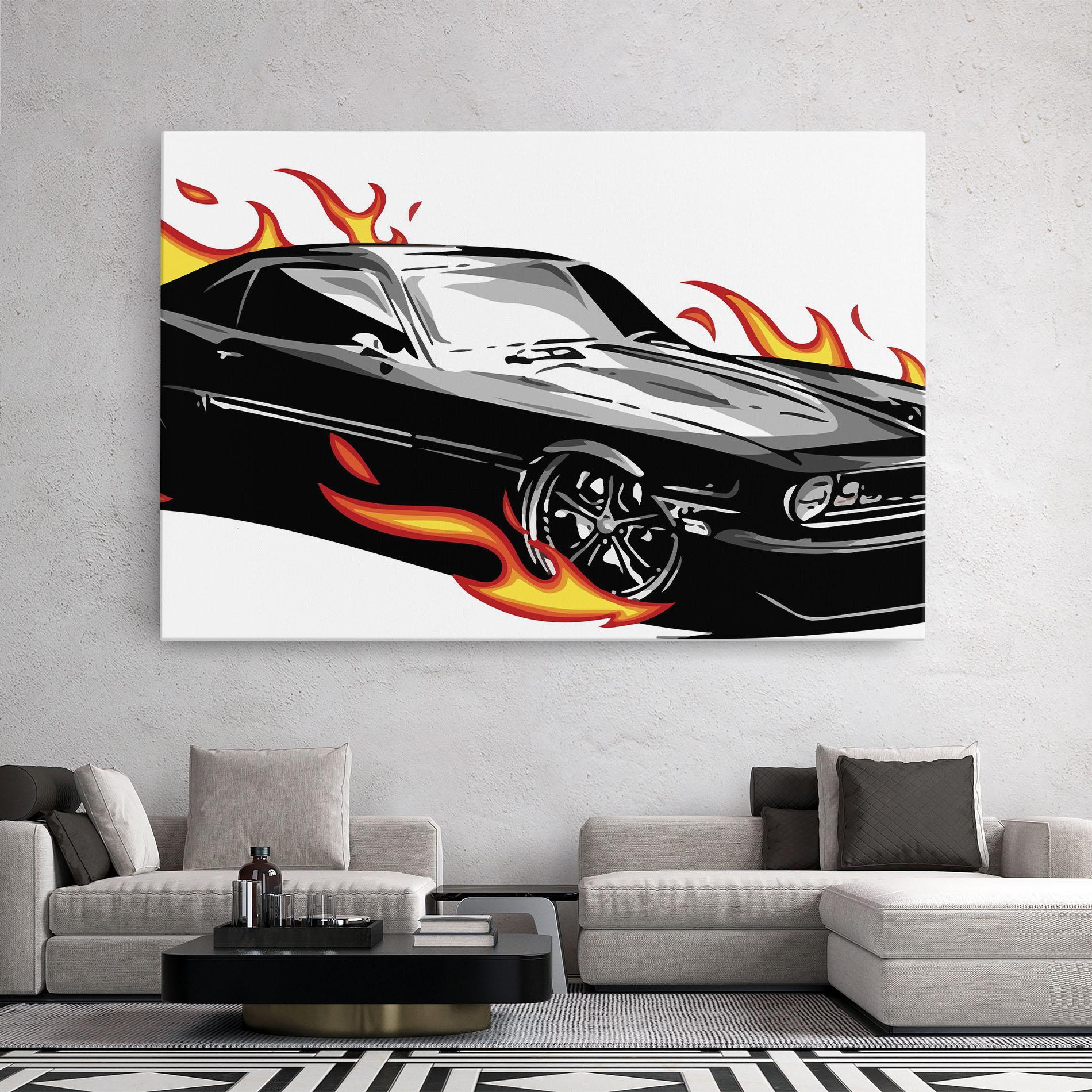 Tablou Canvas Fire Black Car mockup 2