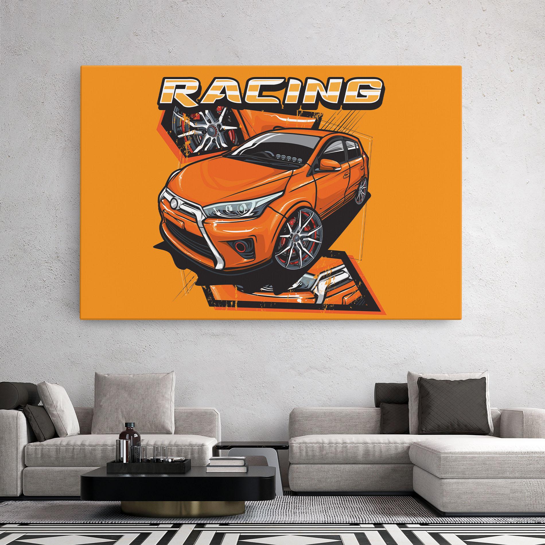 Tablou Canvas Racing Orange Car mockup 2
