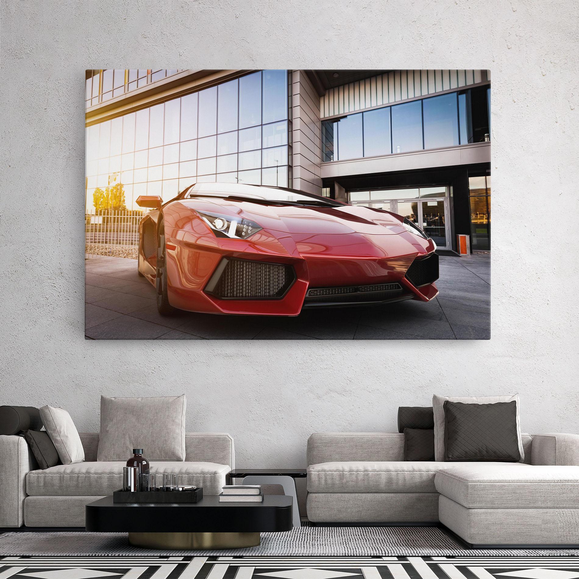 Tablou Canvas Red Lambo Outside mockup 2