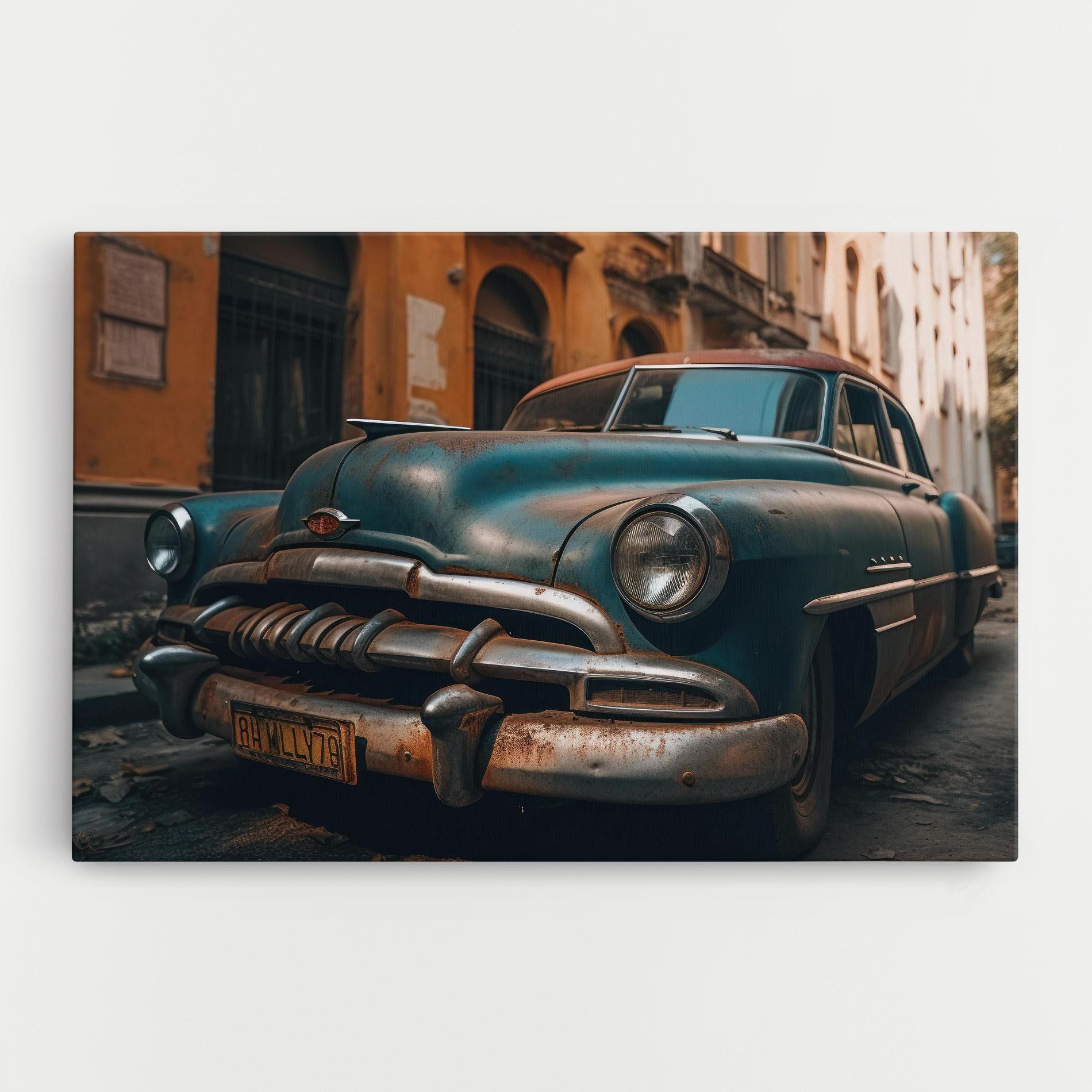 Tablou Canvas Blue Old Car mockup 0