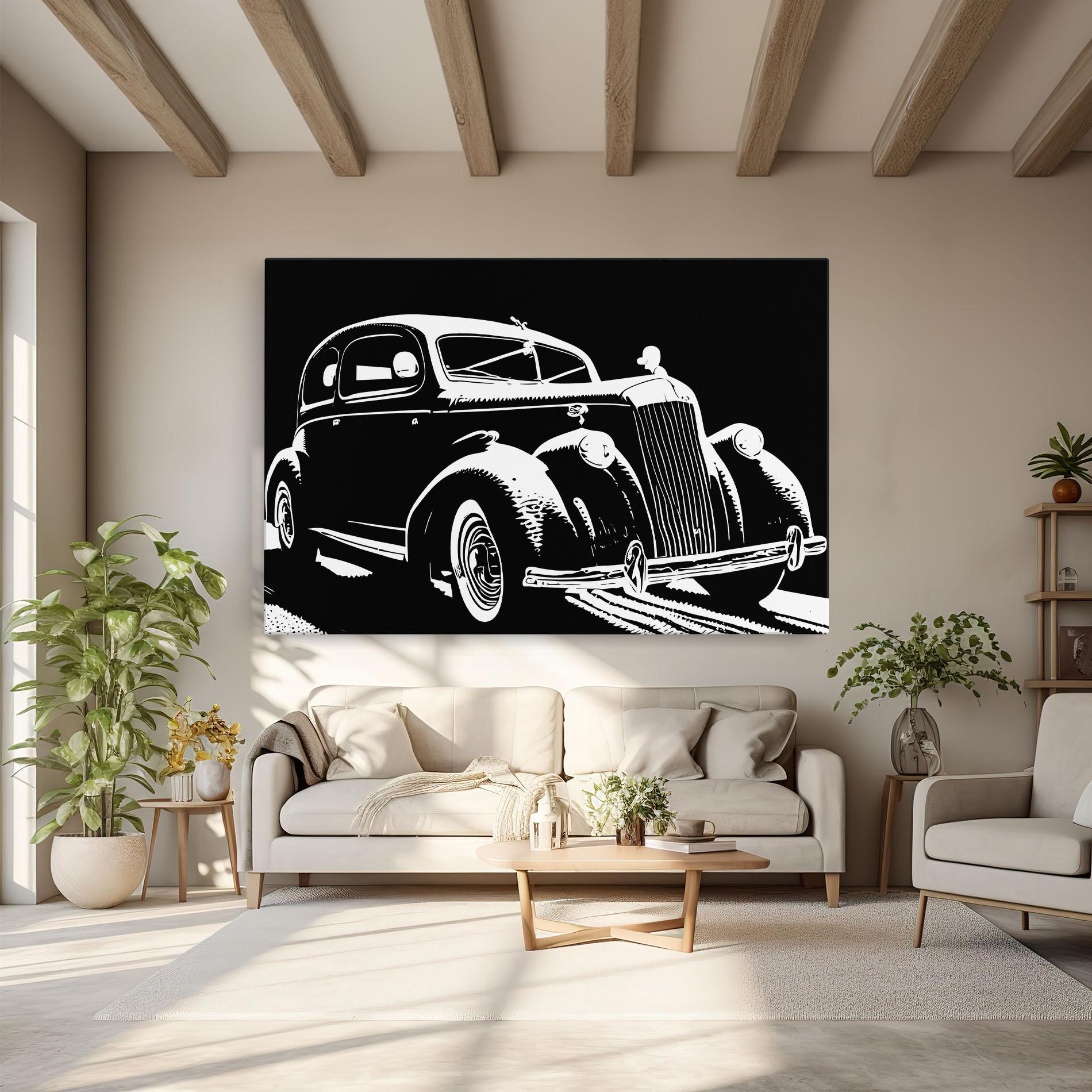 Tablou Canvas Old Car Shilouette mockup 6