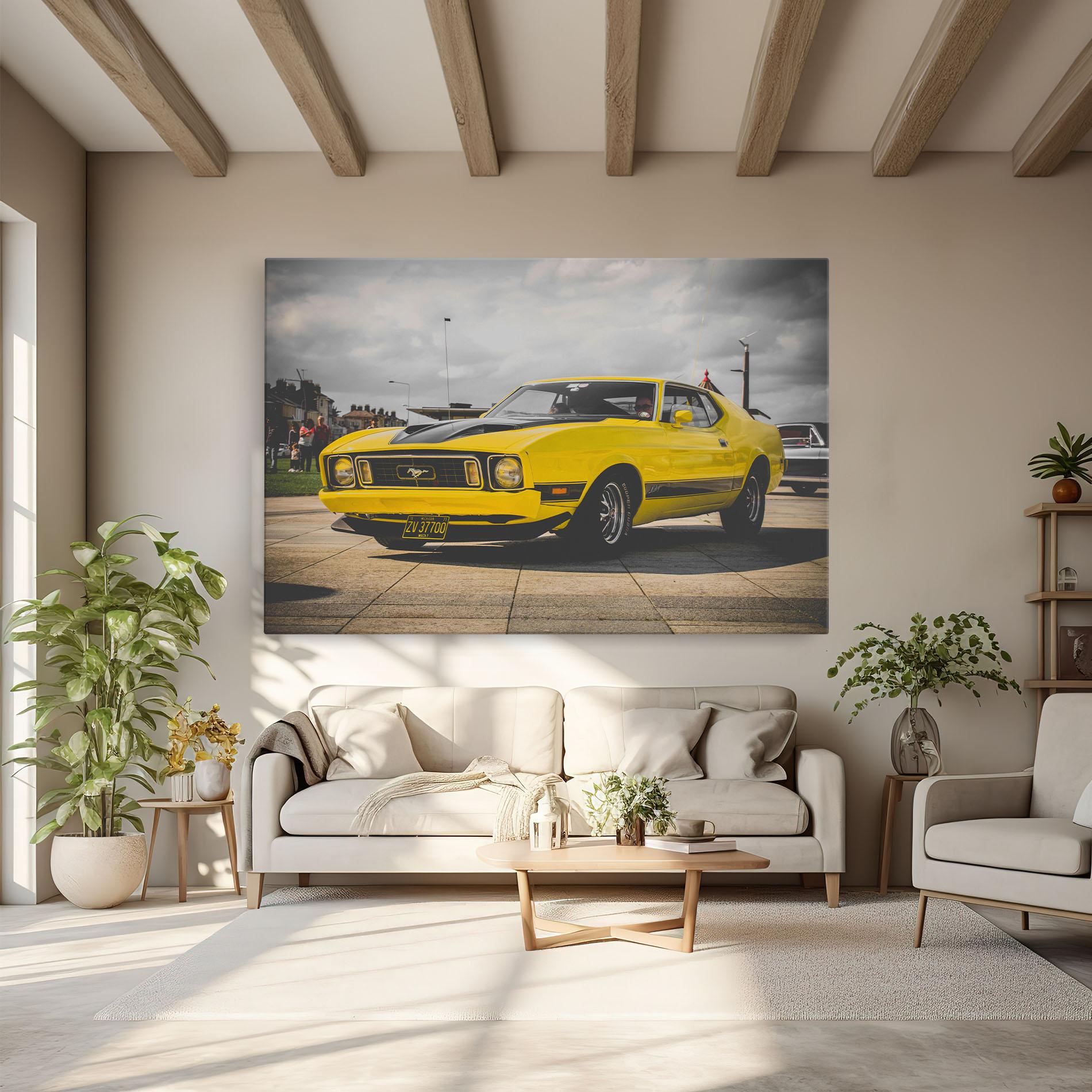 Tablou Canvas Vintage Yellow Car mockup 6