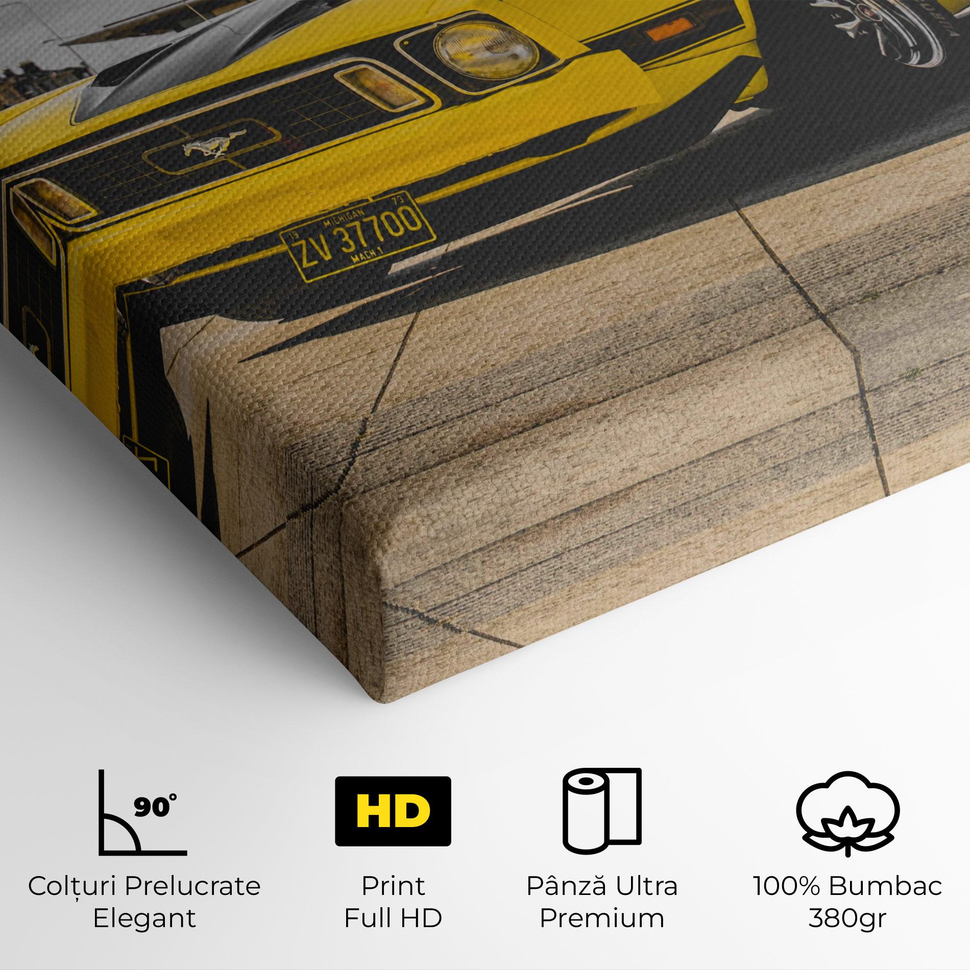 Tablou Canvas Vintage Yellow Car mockup 4