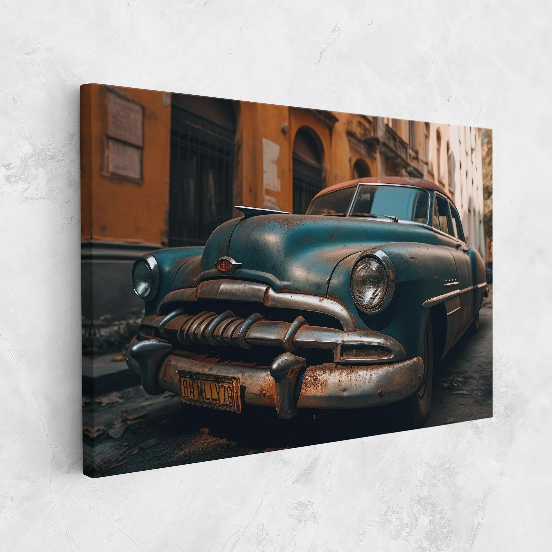 Tablou Canvas Blue Old Car mockup 1
