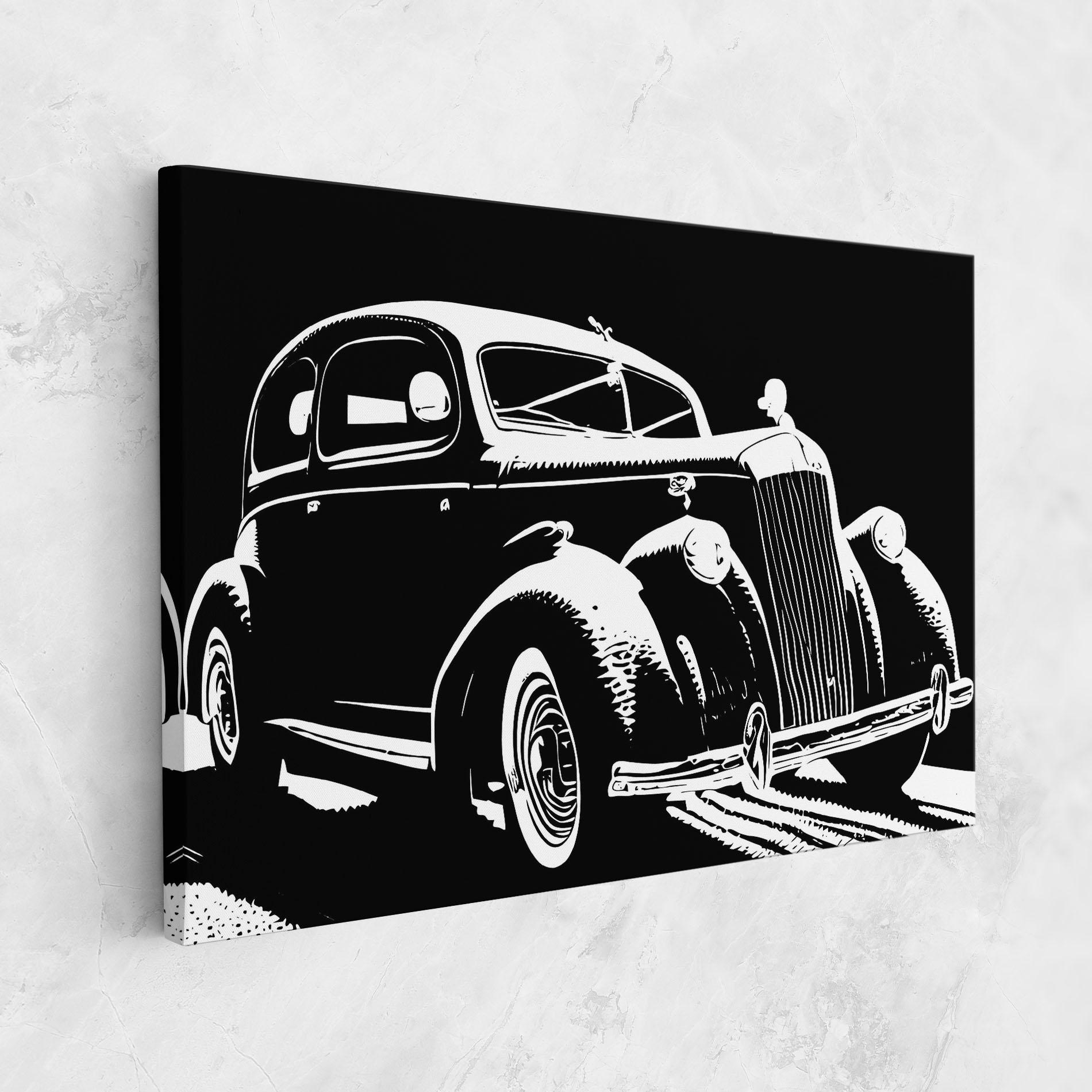 Tablou Canvas Old Car Shilouette mockup 1