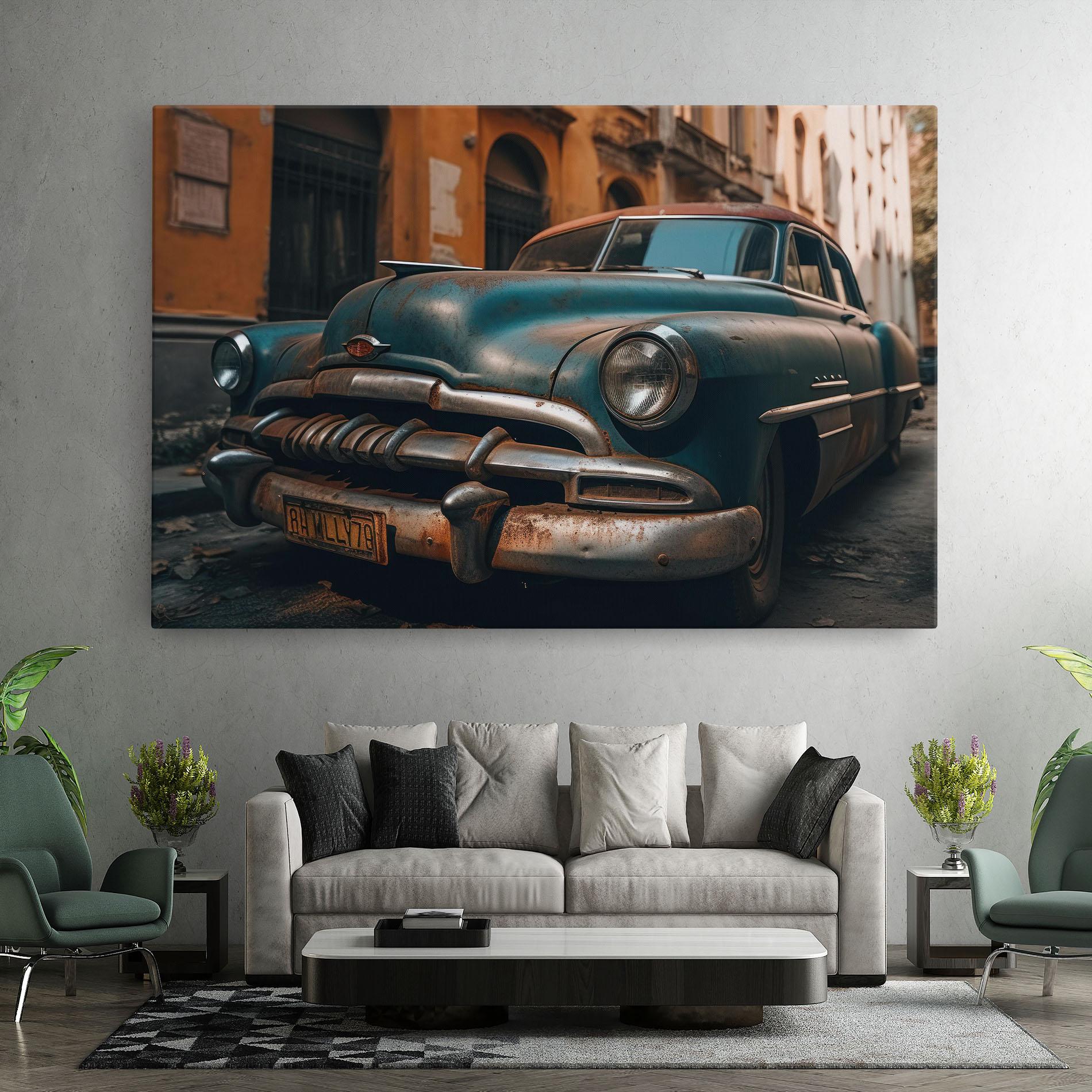 Tablou Canvas Blue Old Car mockup 7