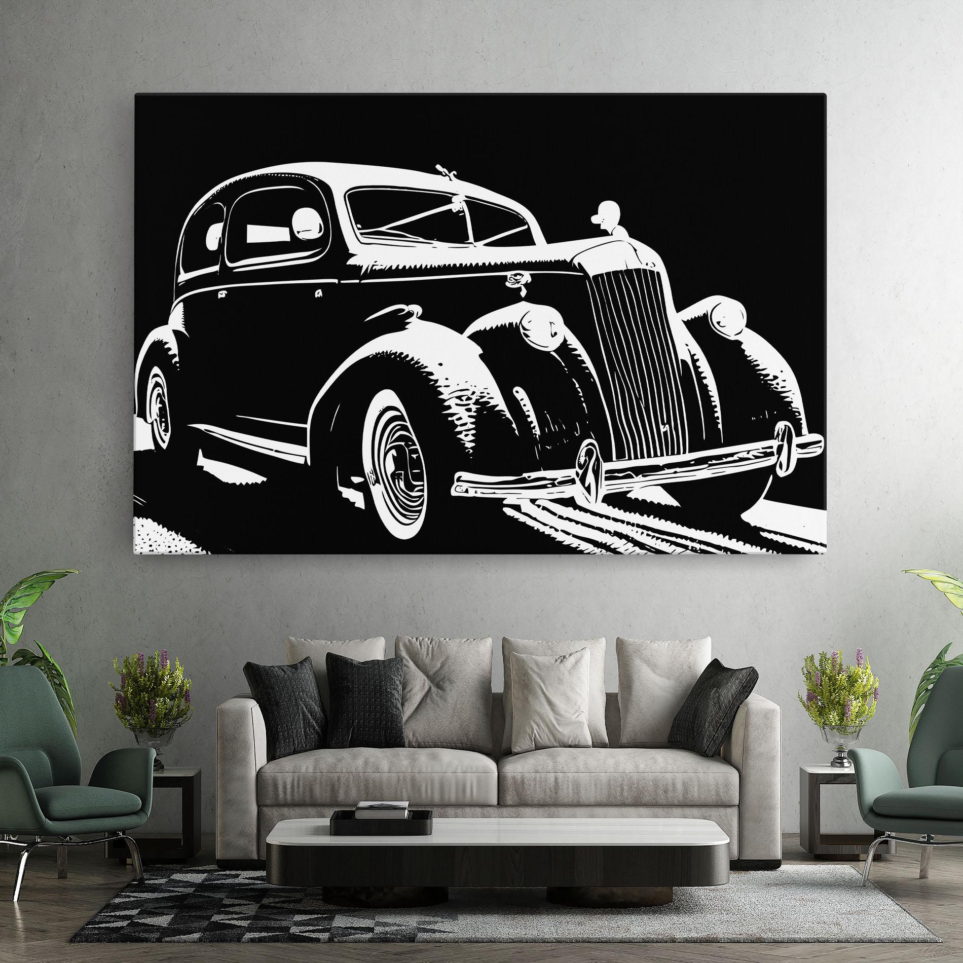 Tablou Canvas Old Car Shilouette mockup 7