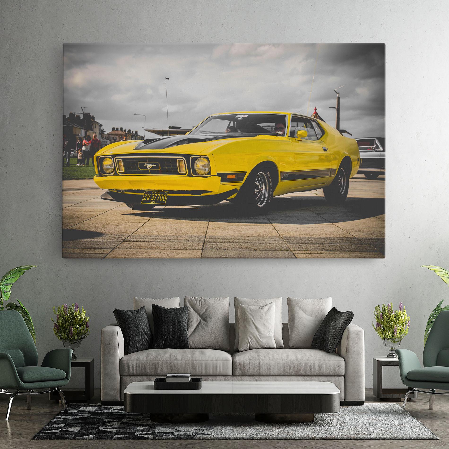 Tablou Canvas Vintage Yellow Car mockup 7