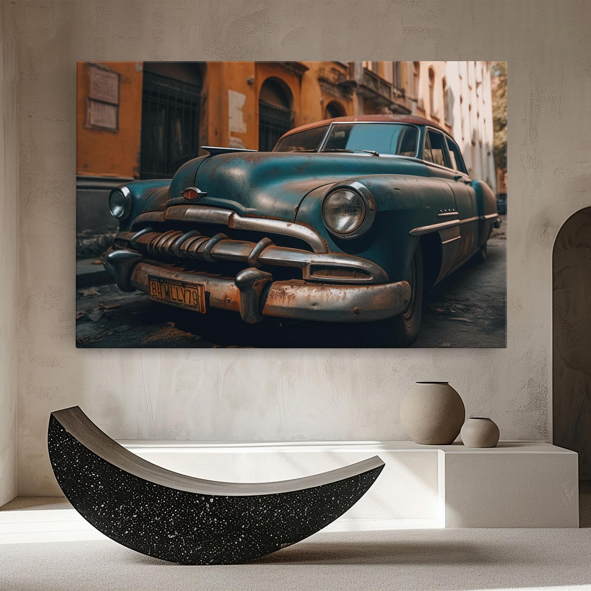 Tablou Canvas Blue Old Car mockup 8