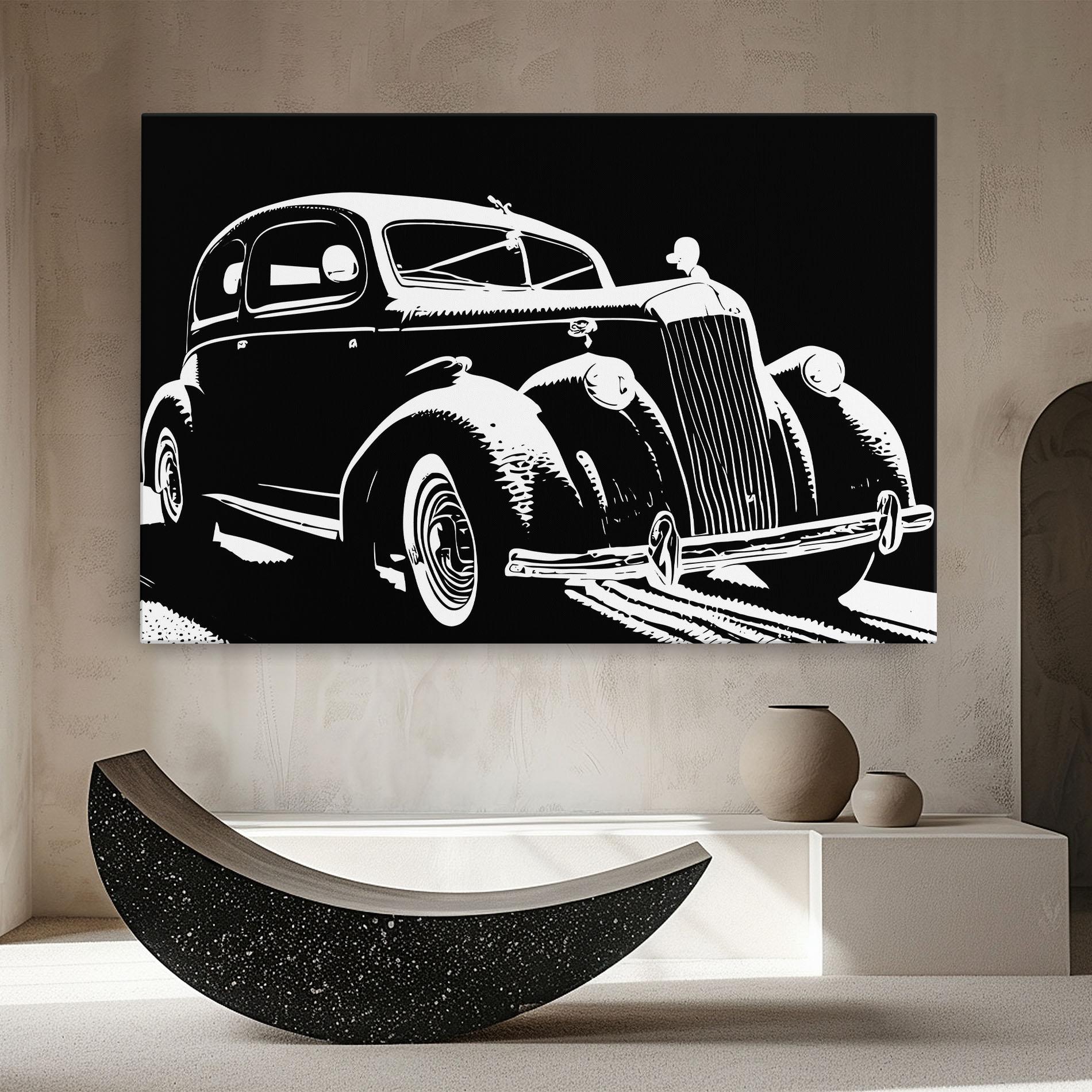 Tablou Canvas Old Car Shilouette mockup 8