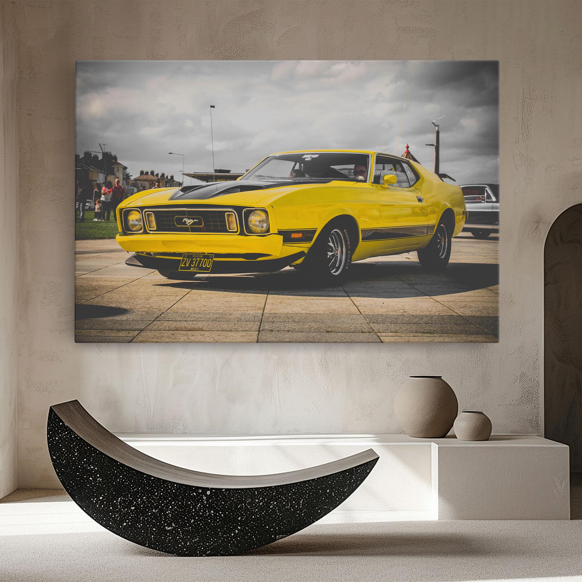Tablou Canvas Vintage Yellow Car mockup 8