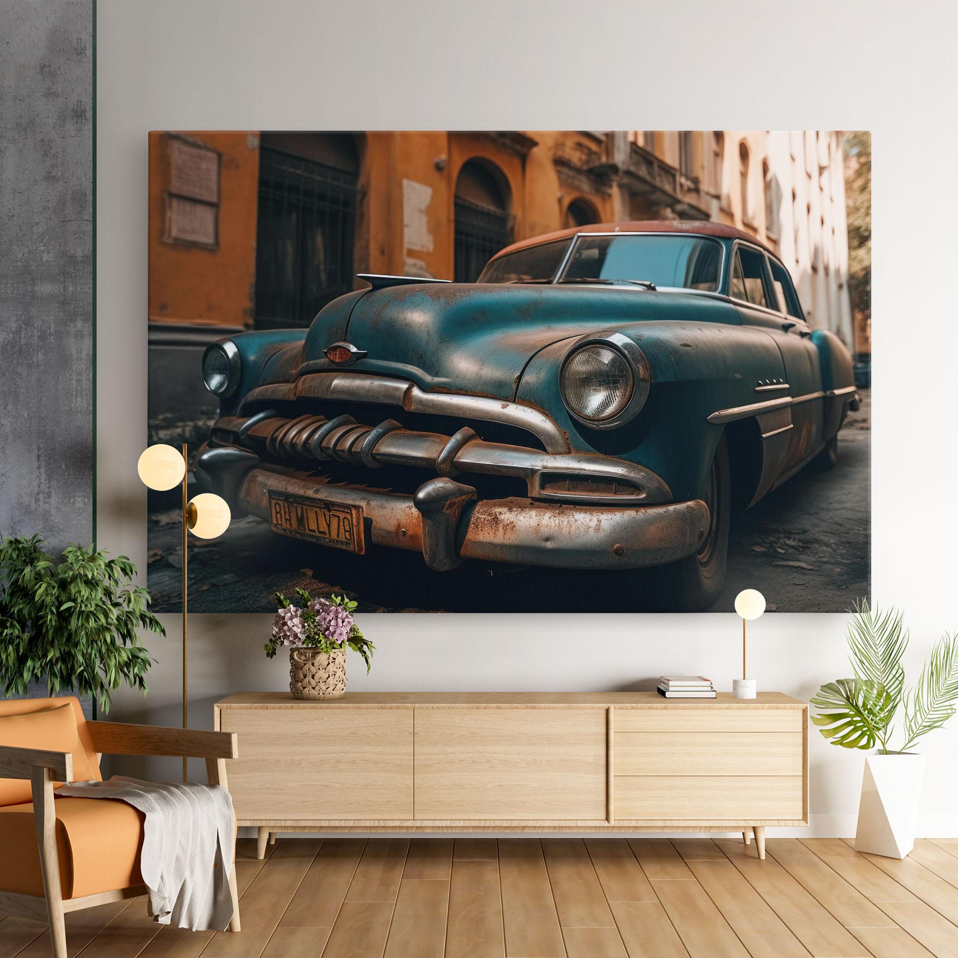 Tablou Canvas Blue Old Car mockup 9