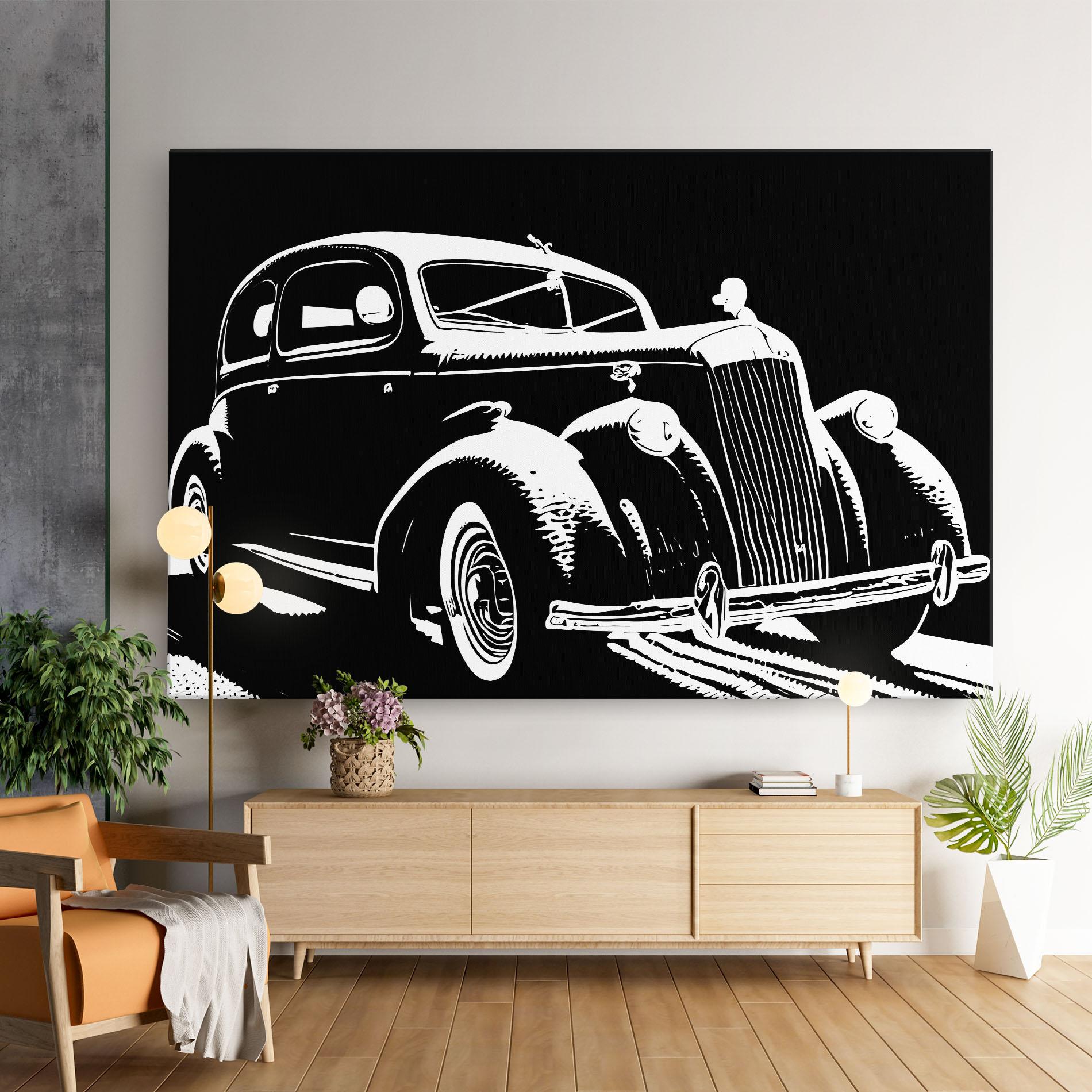 Tablou Canvas Old Car Shilouette mockup 9