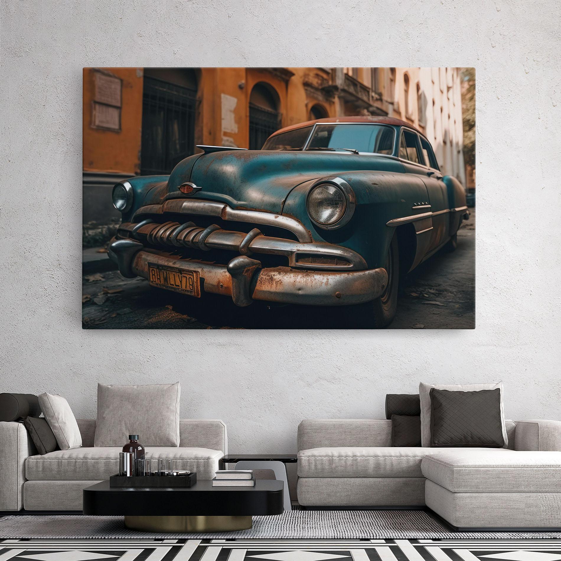 Tablou Canvas Blue Old Car mockup 2